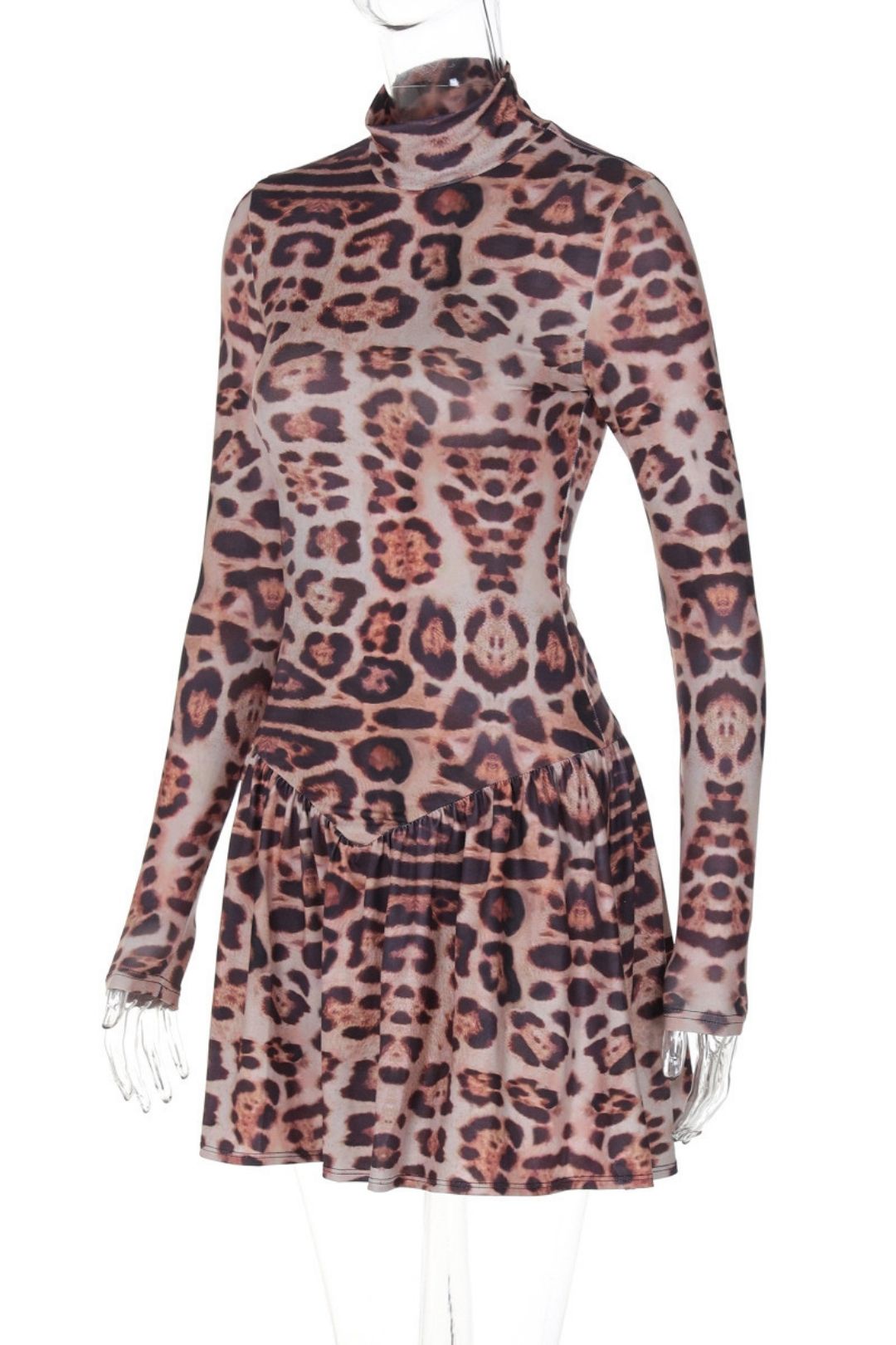 Slim Leopard Print Long-sleeved Dress