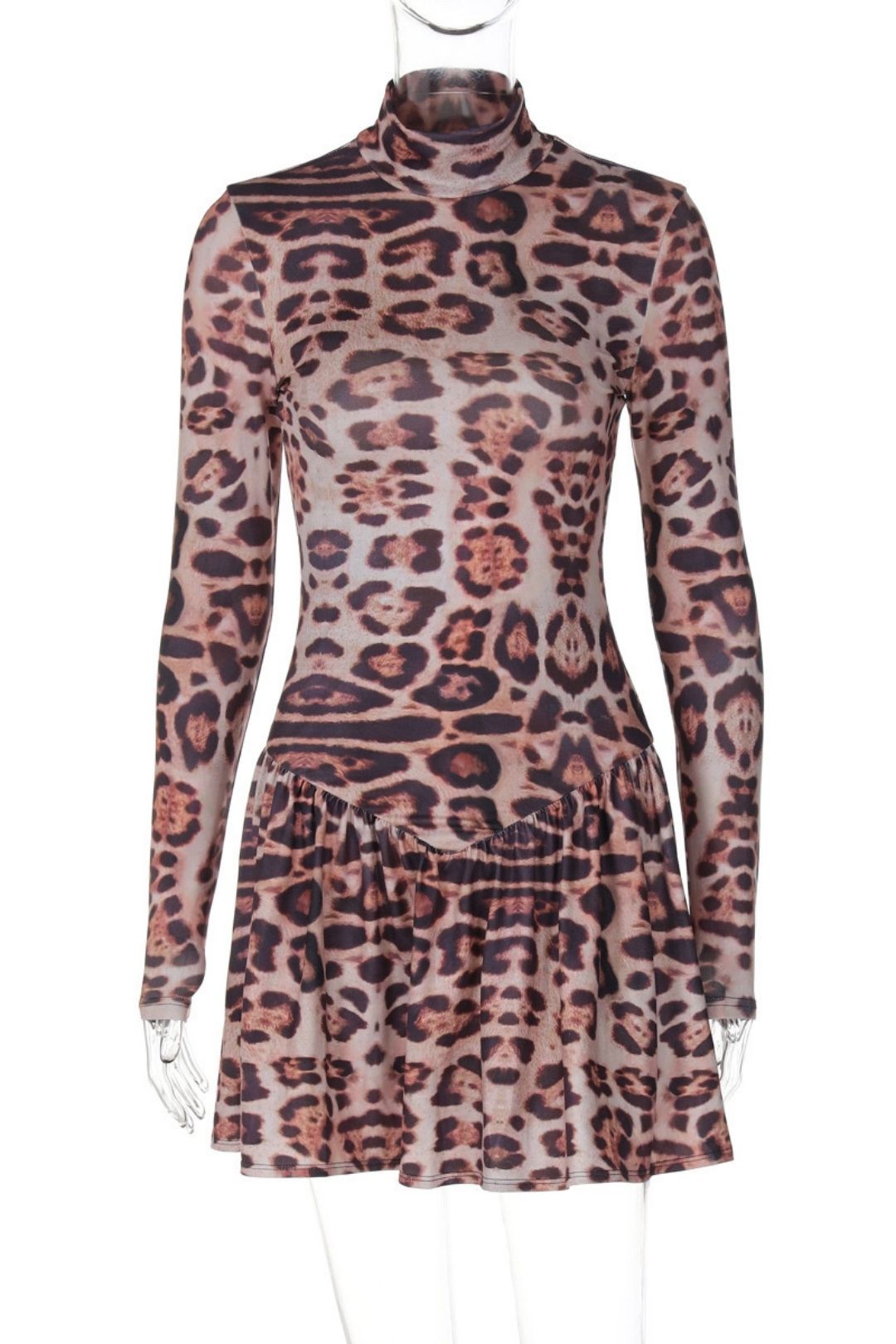 Slim Leopard Print Long-sleeved Dress