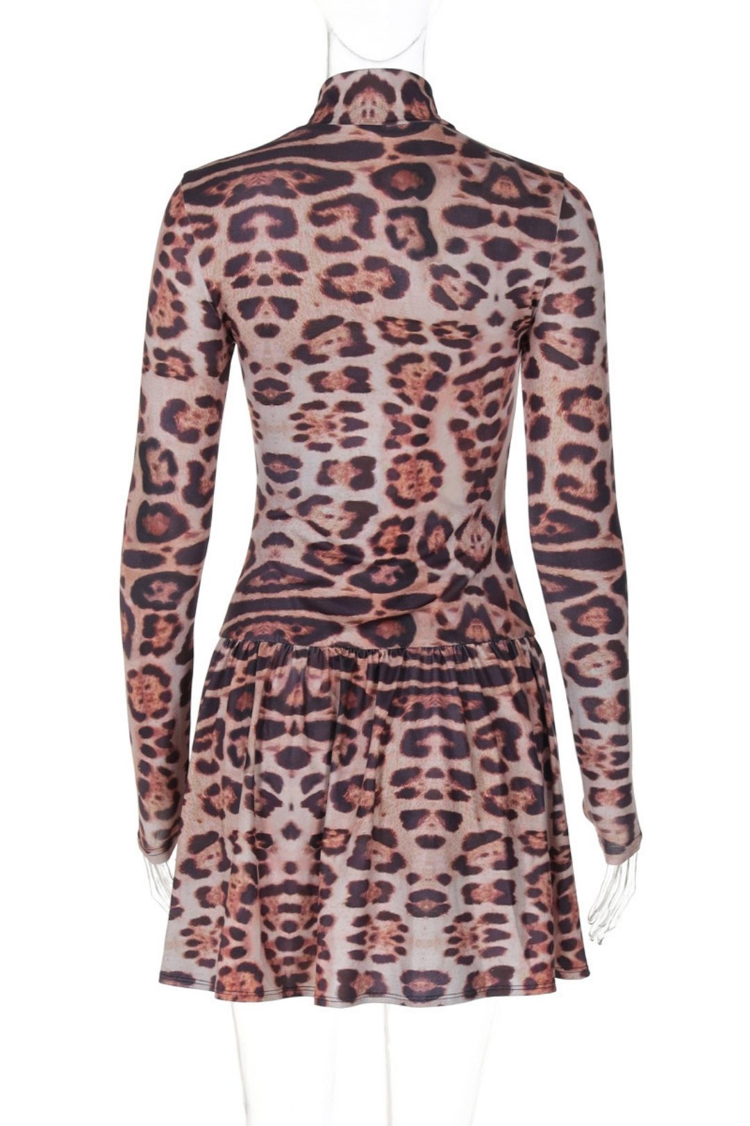Slim Leopard Print Long-sleeved Dress