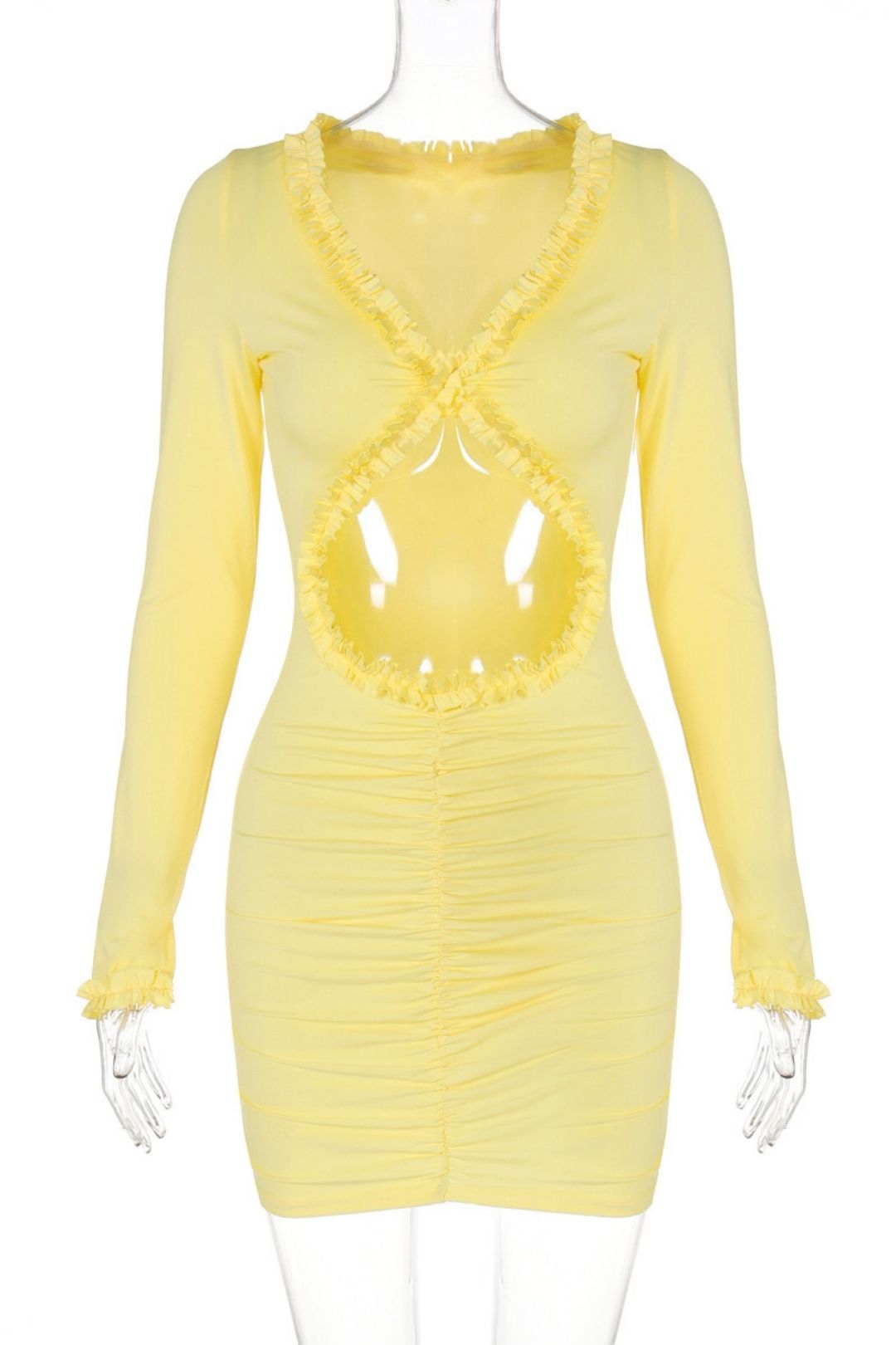 Solid Color Hollow Navel Exposed Lace Hip-covering Dress