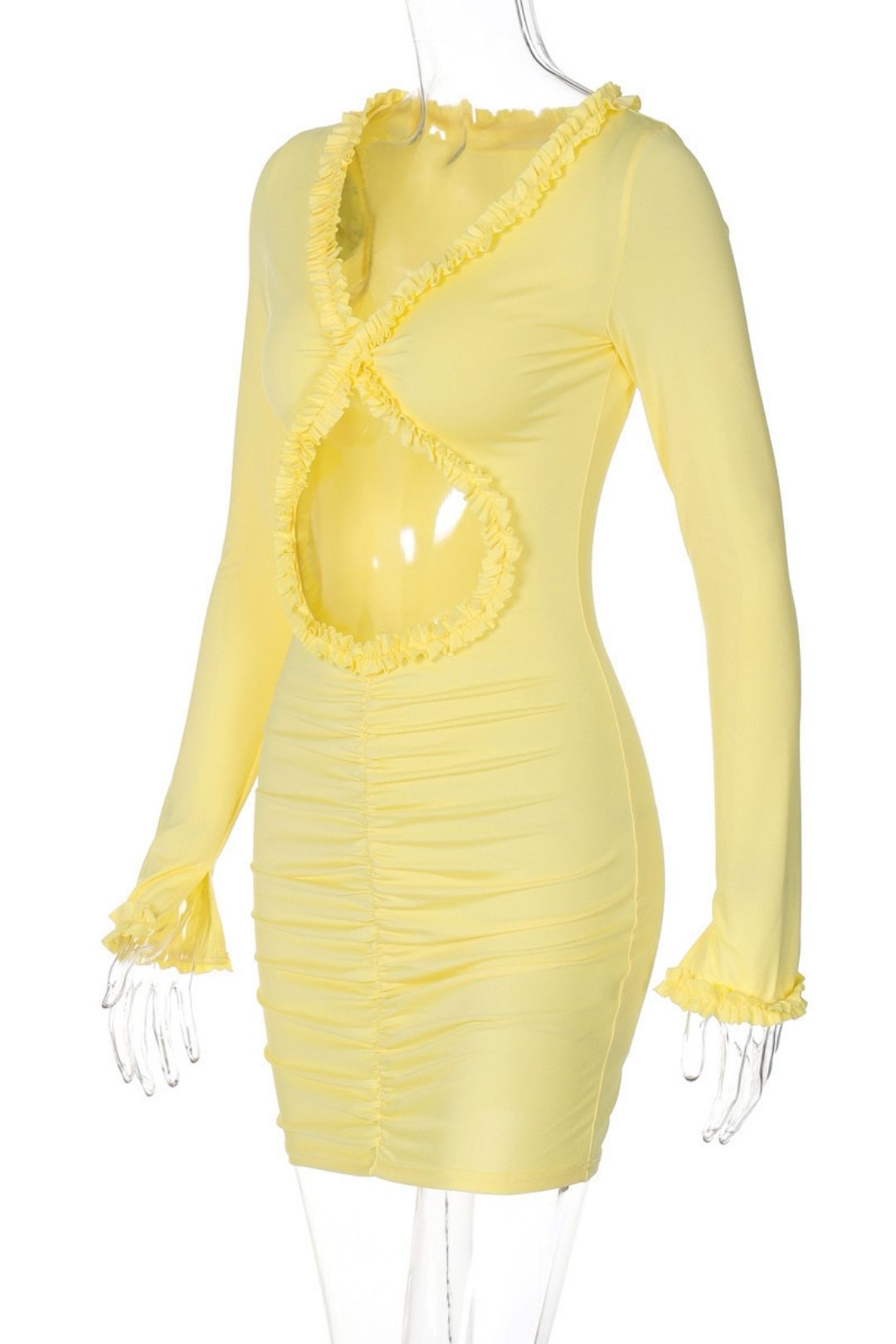 Solid Color Hollow Navel Exposed Lace Hip-covering Dress