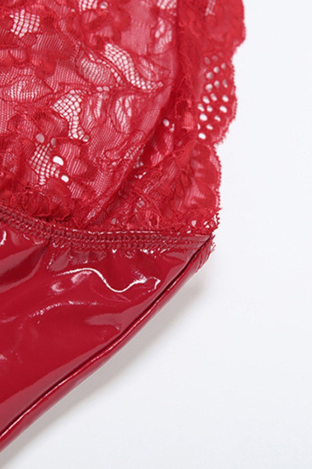 Sexy Hottie Hollow Halter Neck Backless Lace Splicing PU Leather Dress