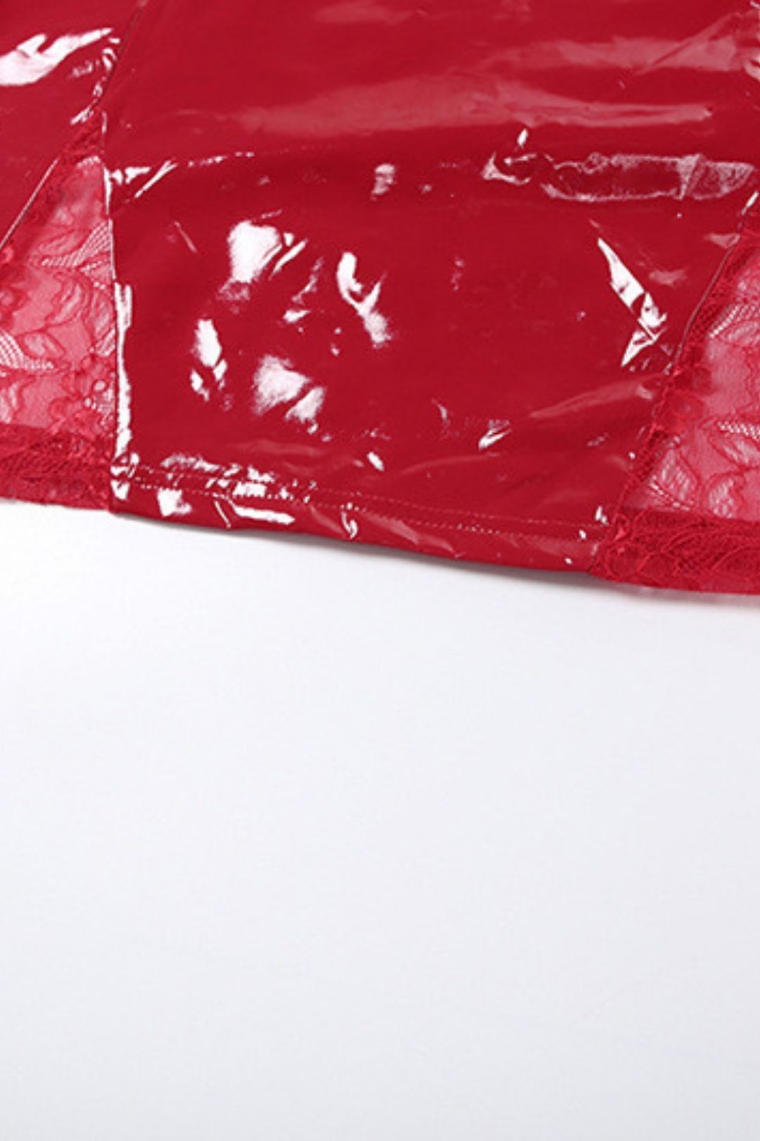 Sexy Hottie Hollow Halter Neck Backless Lace Splicing PU Leather Dress