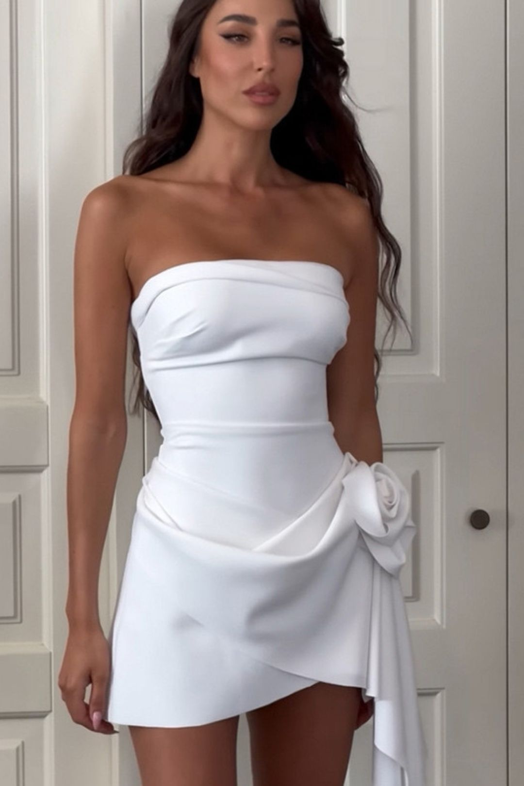 Solid Color Backless Tube Top Dress