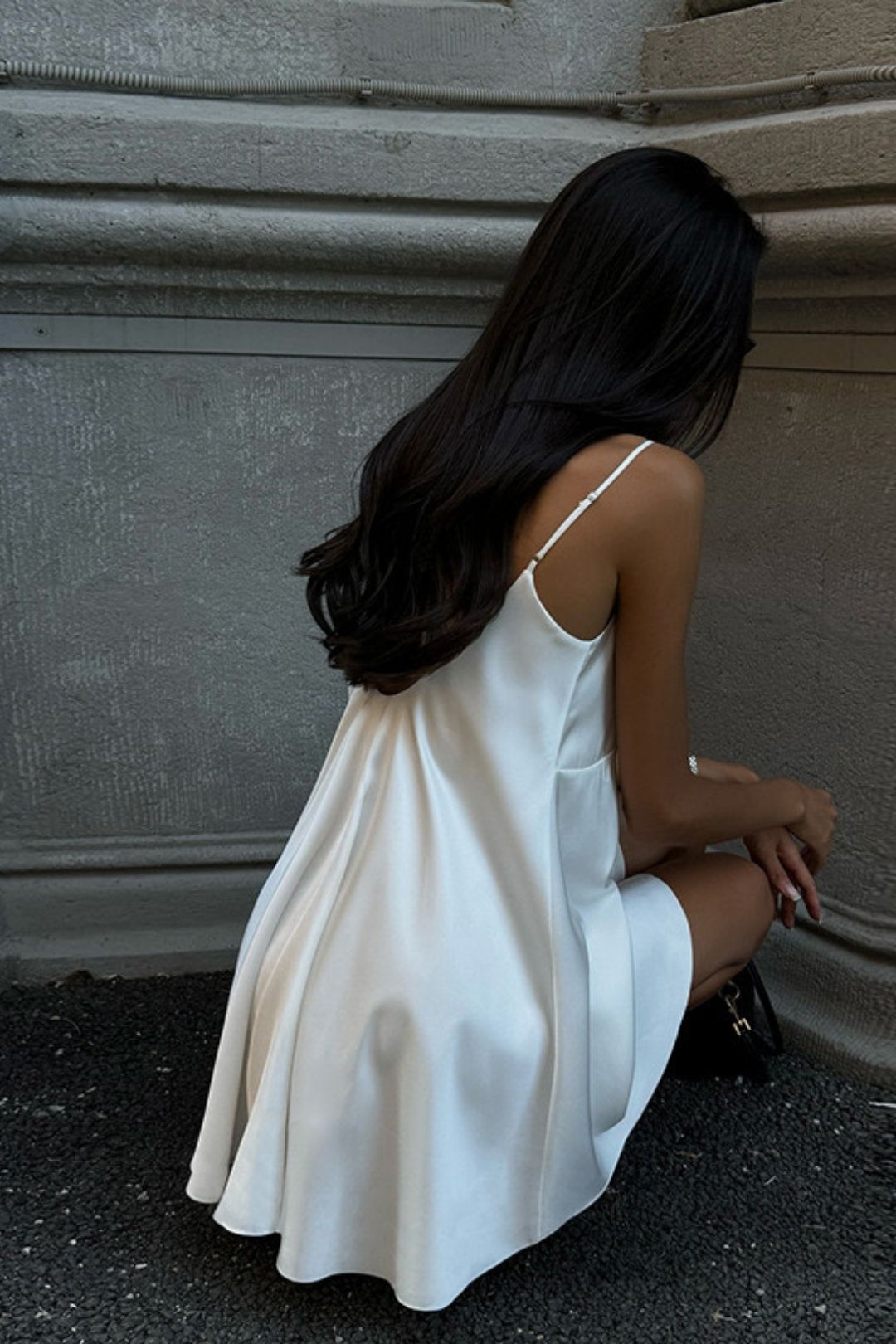 V-neck Backless Sexy Solid Color Suspender Dress