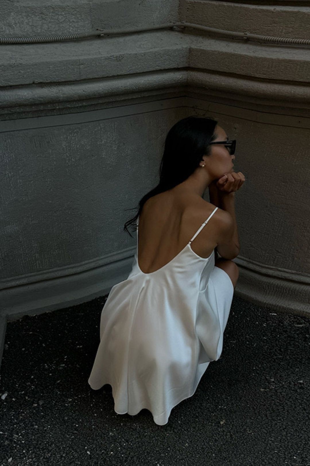 V-neck Backless Sexy Solid Color Suspender Dress