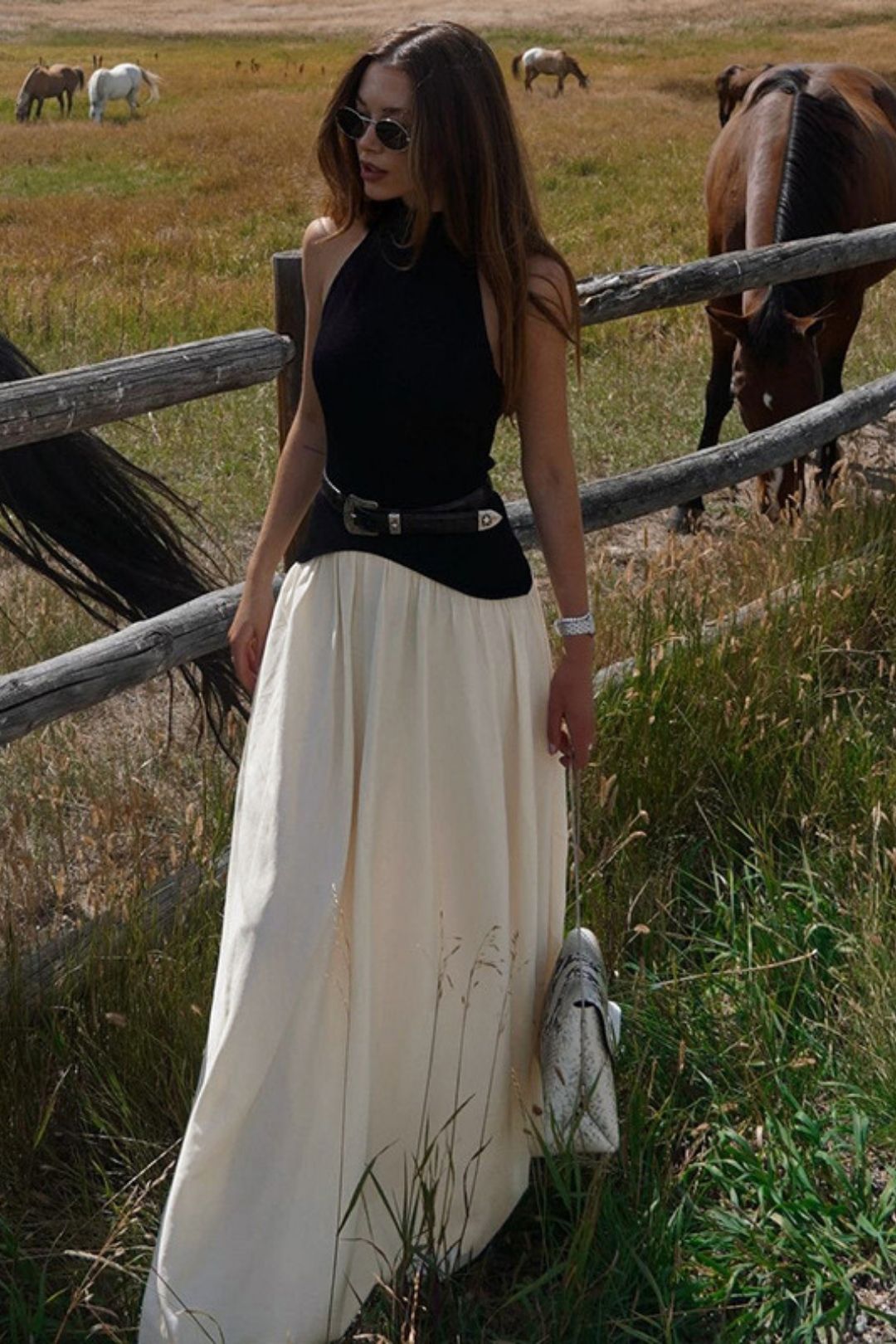 Backless Pleated Temperament Slim Floor-length Dress