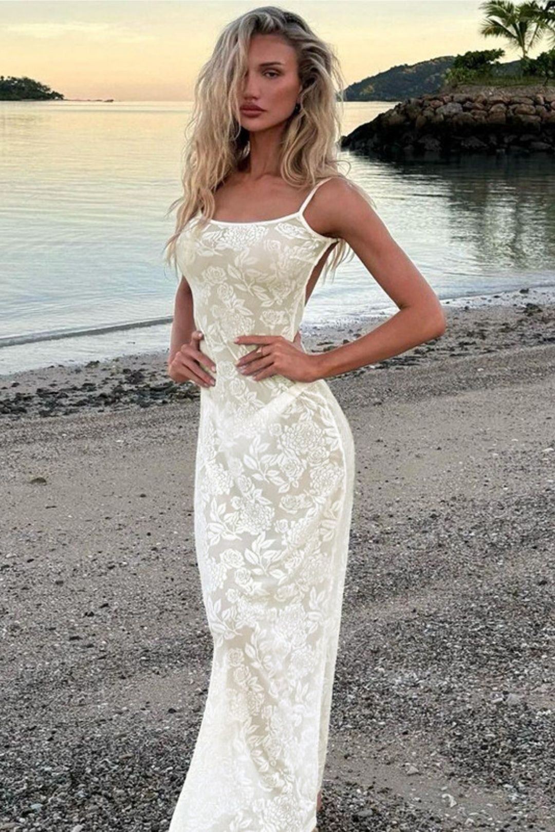 Sexy Big U-neck Backless Solid Color Slim Suspender Dress