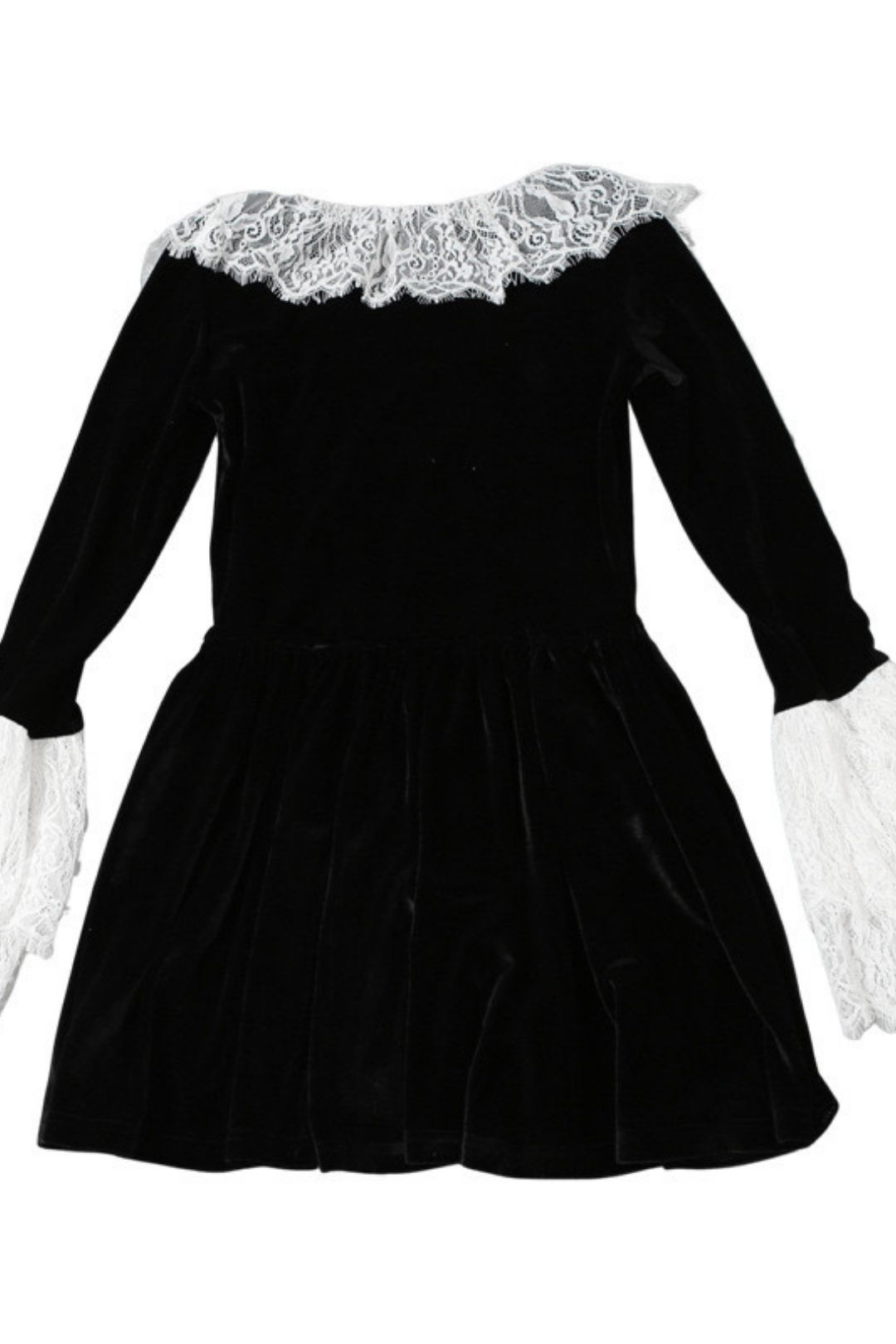 Square Collar Lace Trumpet Sleeve Dress