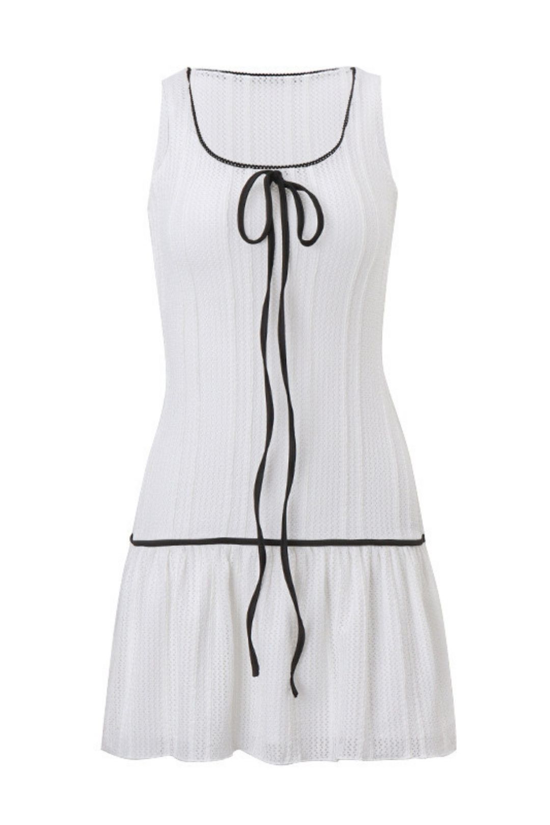 Sexy Pure Desire Bow Tie Mesh Sleeveless Vest Dress