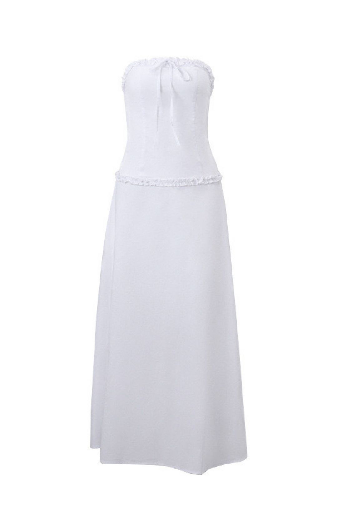 Sweet Tube Top With Lace Vest And Long Skirt Suit