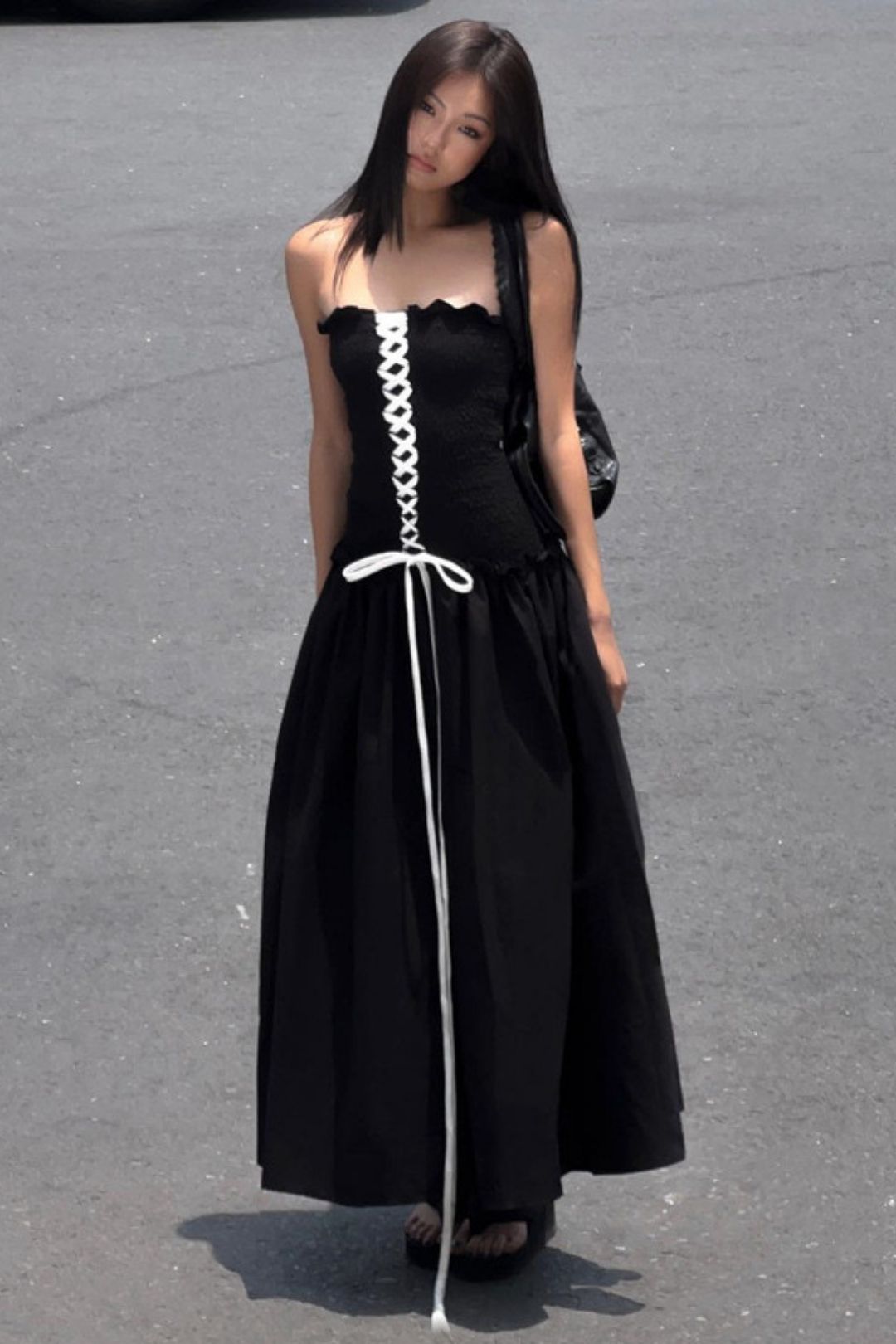 Tied Waist Street Hot Girl Tube Top Dress