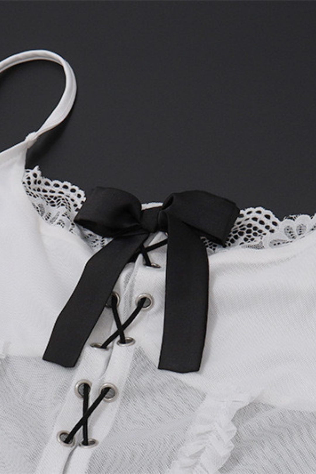 Bow Strap Lace Stitching Hot Girl Suspender Dress