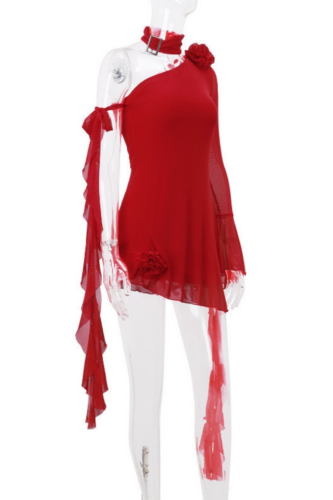 Flower Mesh Stitching Long-sleeved Dress