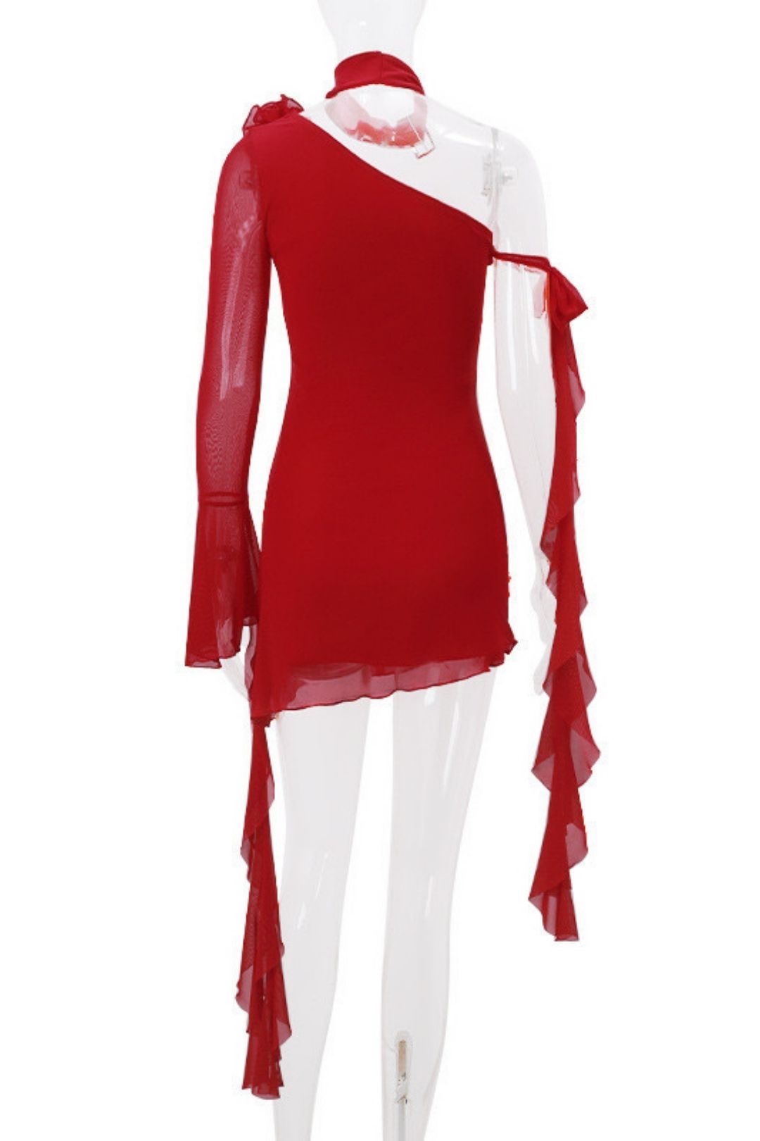 Flower Mesh Stitching Long-sleeved Dress