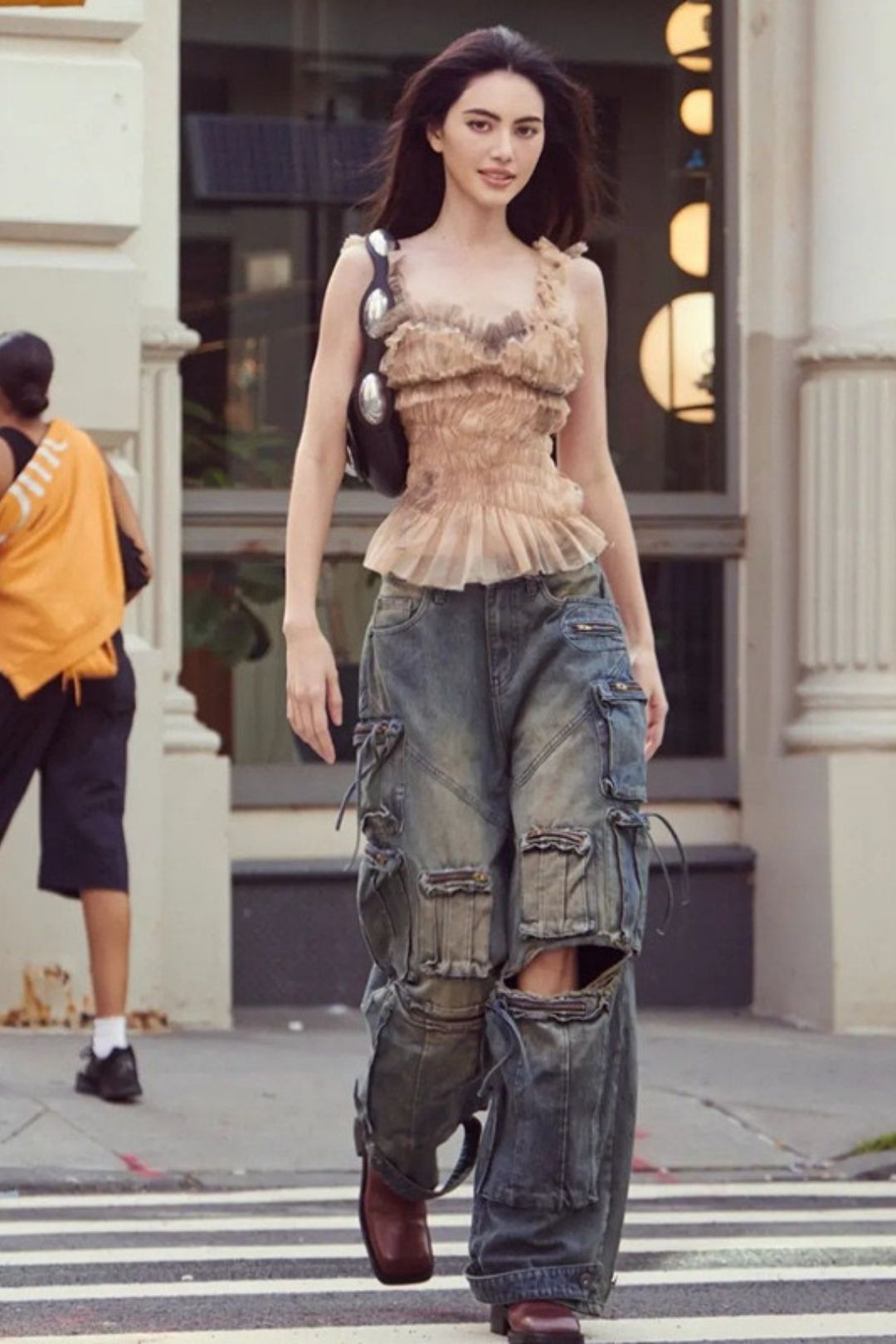 Same Style Street Retro Ruffle Pleated Camisole