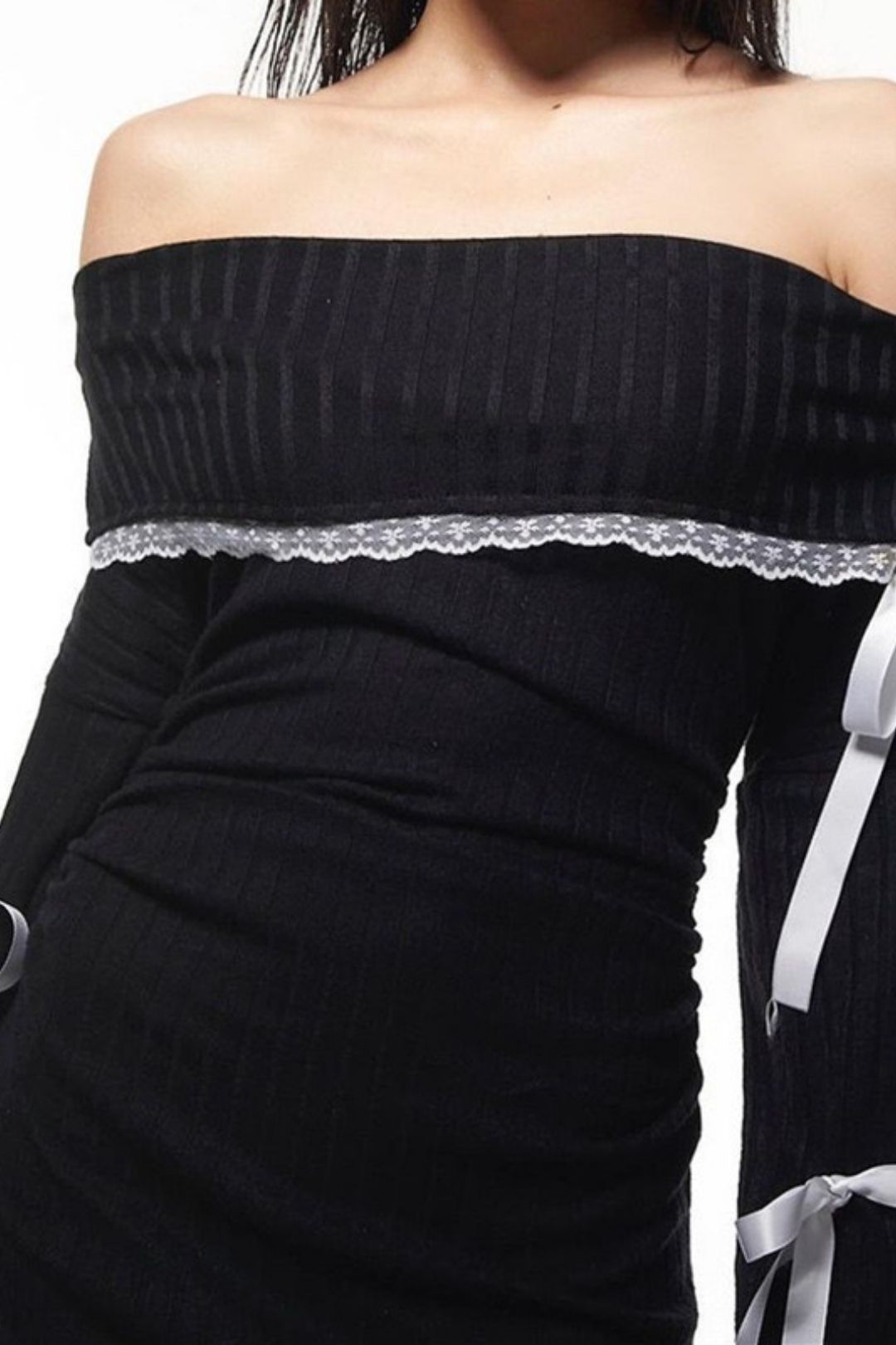 Lace Splicing Pure Desire Long-sleeved Dress