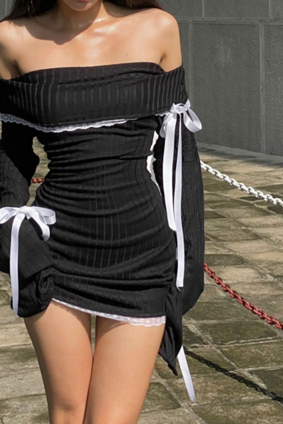 Lace Splicing Pure Desire Long-sleeved Dress