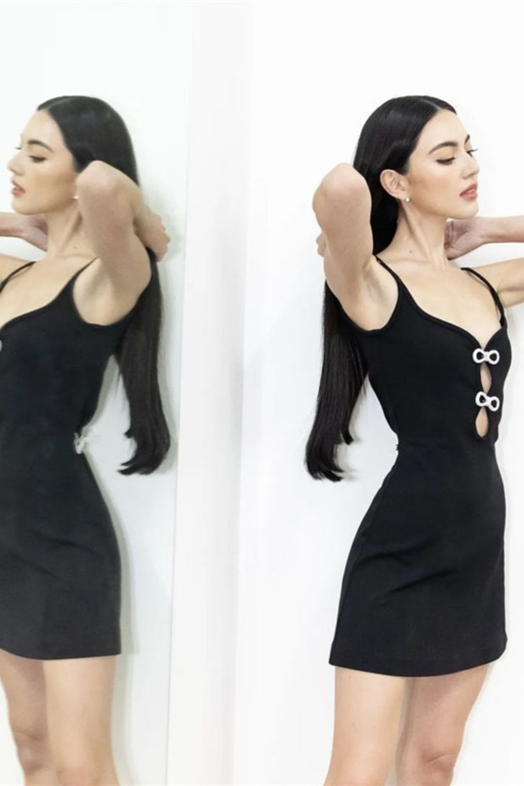 Sexy V-neck Bow Hollow Backless Sleeveless Suspender Dress