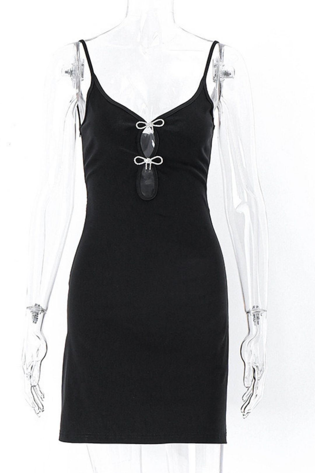 Sexy V-neck Bow Hollow Backless Sleeveless Suspender Dress