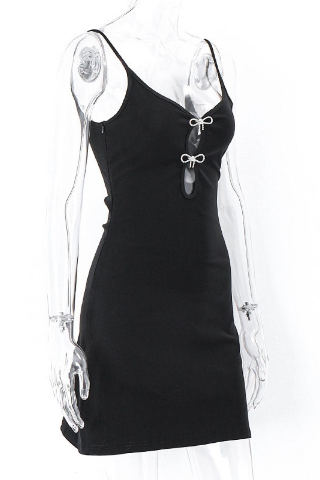 Sexy V-neck Bow Hollow Backless Sleeveless Suspender Dress