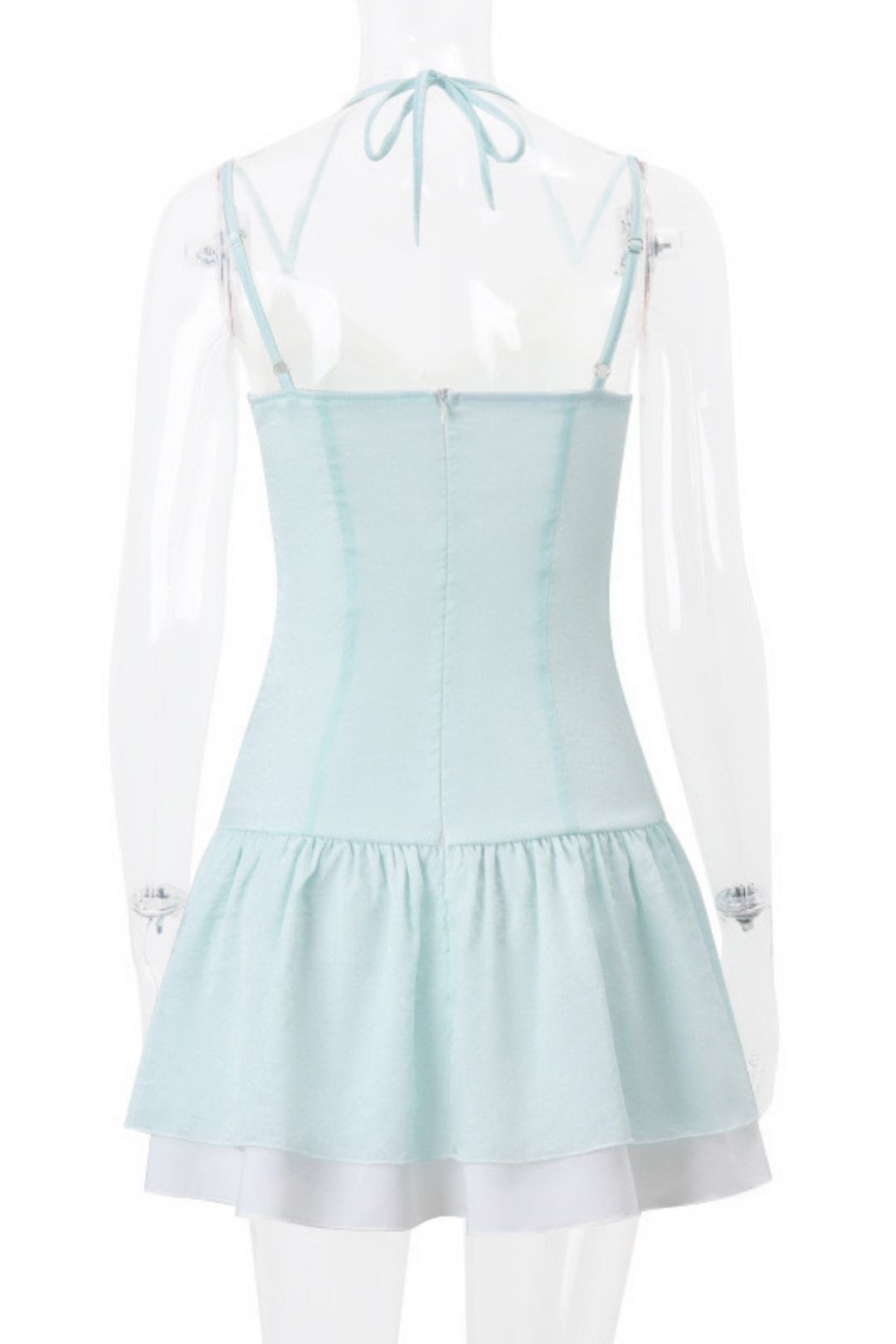 Sweet V-neck Butterfly Decoration Contrasting Halterneck Suspender Dress