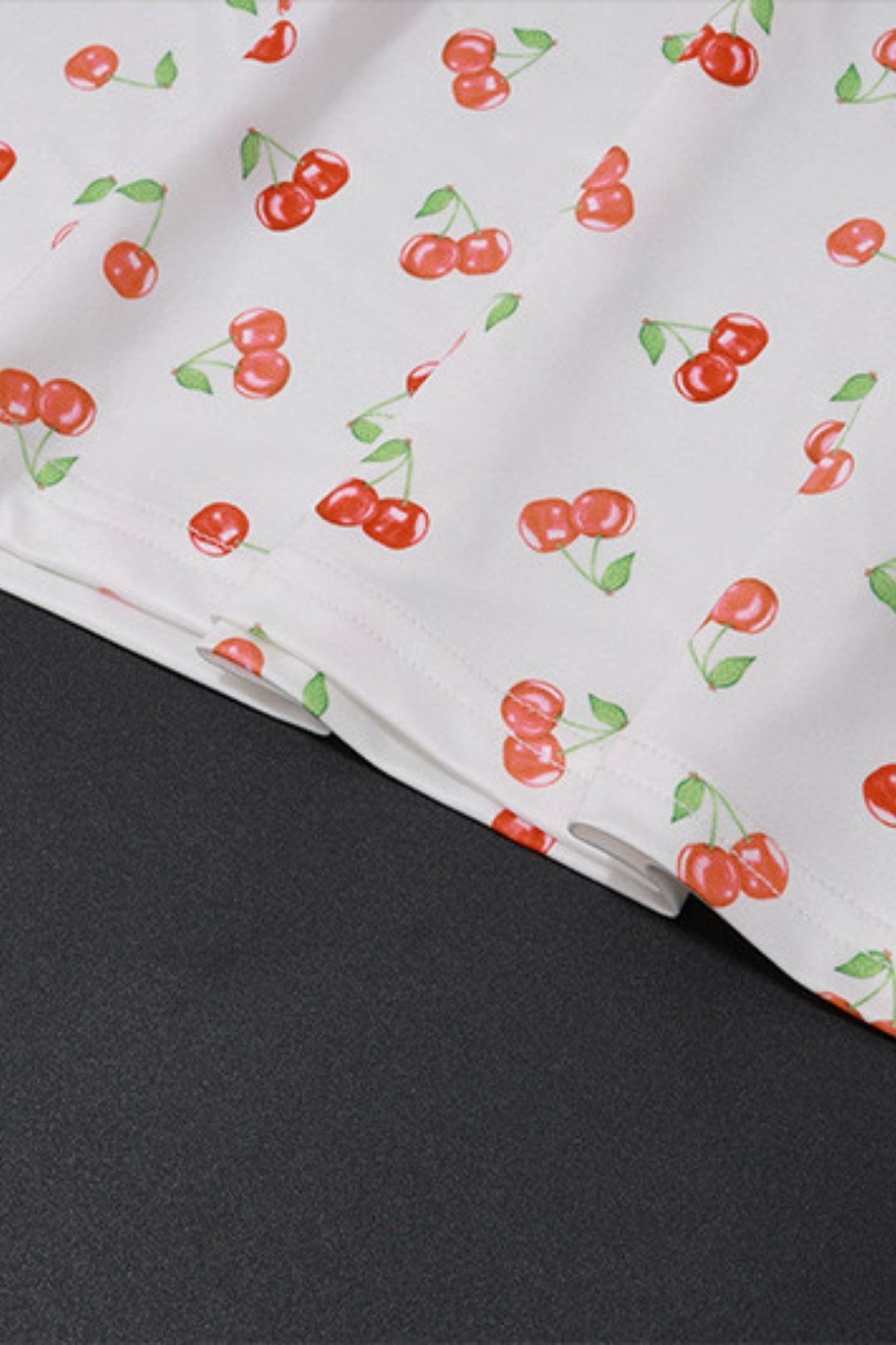 V-neck Cherry Print Slim Hip Sleeveless Vest Dress