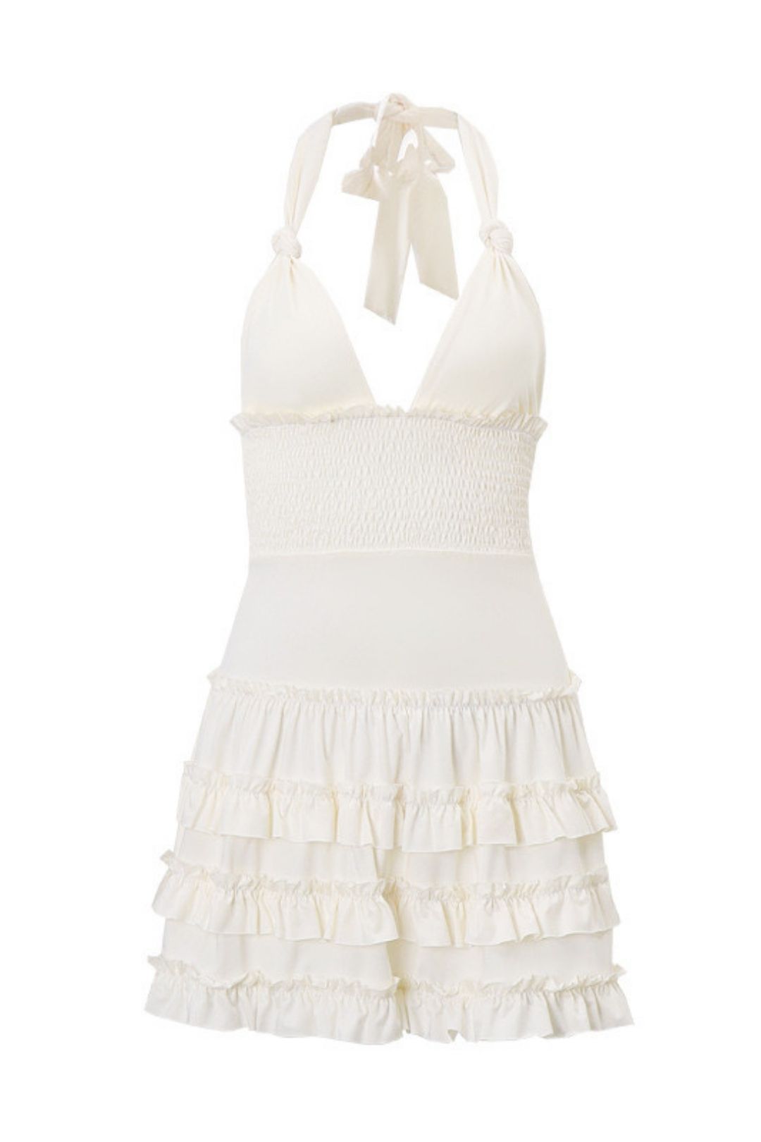 Spicy V-neck Backless Beach Dress Waist Slimming Halterneck Dress