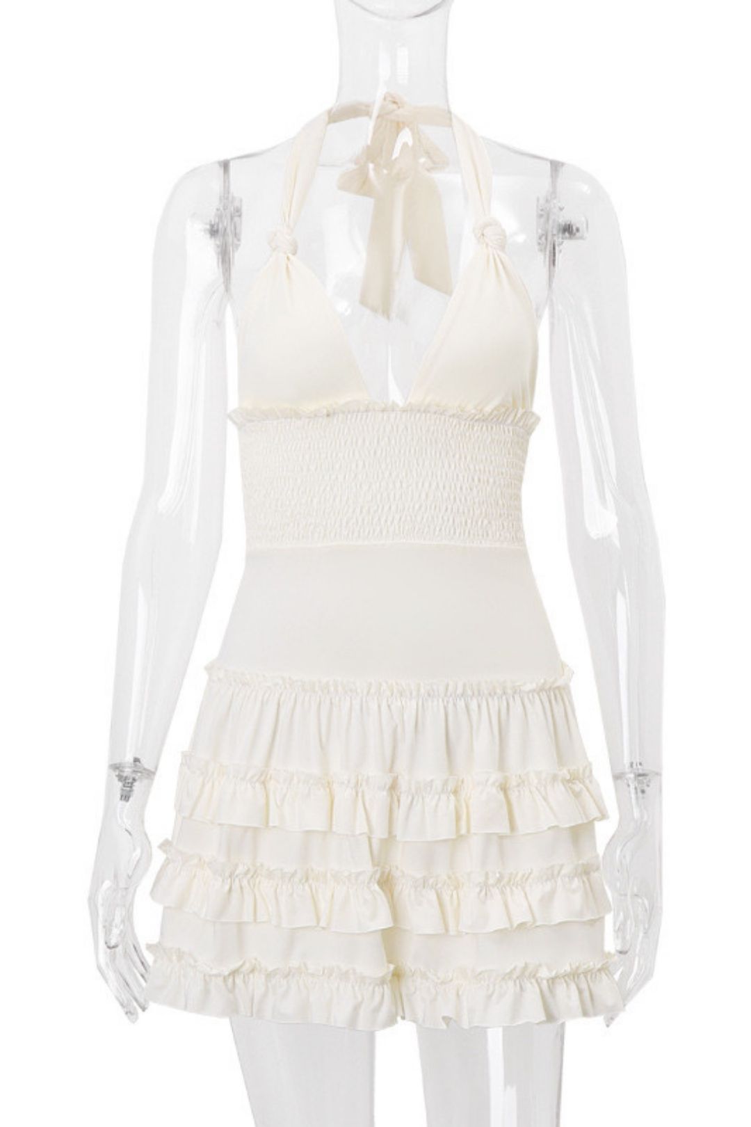 Spicy V-neck Backless Beach Dress Waist Slimming Halterneck Dress