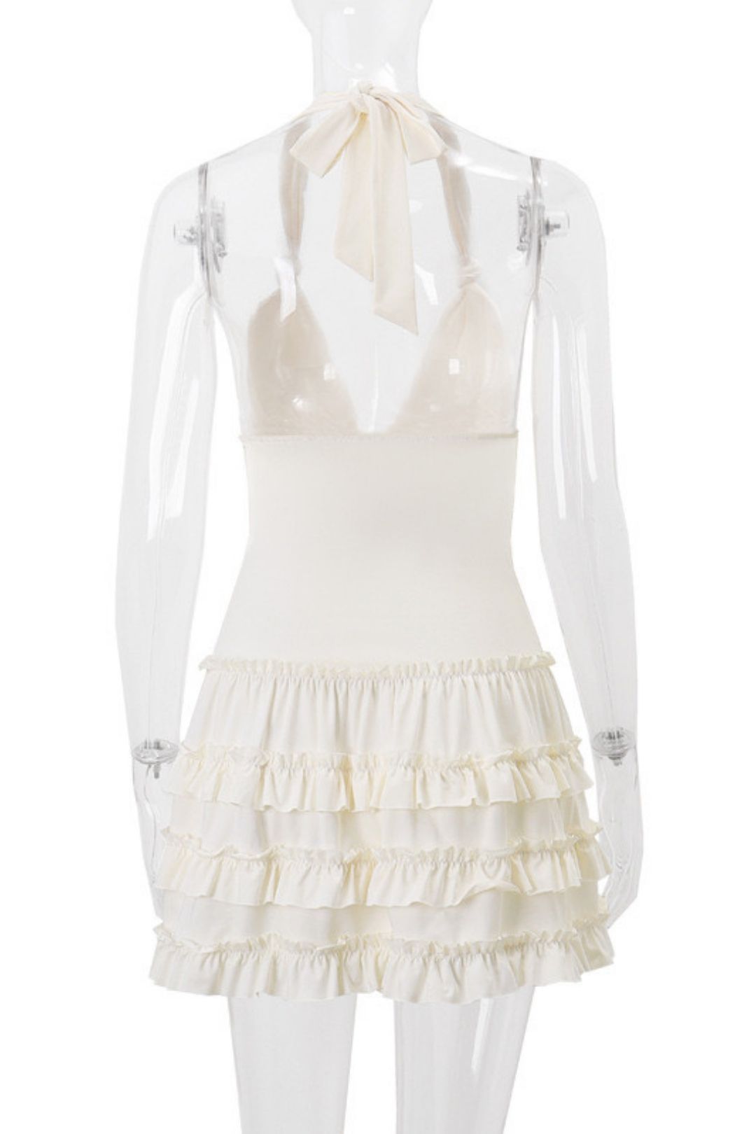 Spicy V-neck Backless Beach Dress Waist Slimming Halterneck Dress