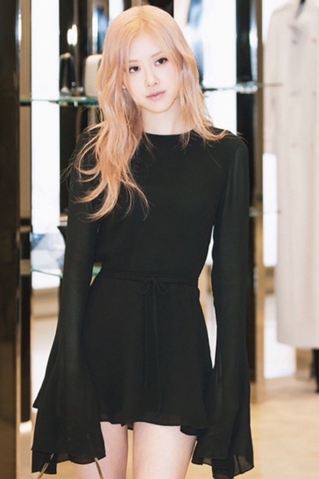 Round Neck Trumpet Long Sleeve Mesh Dress