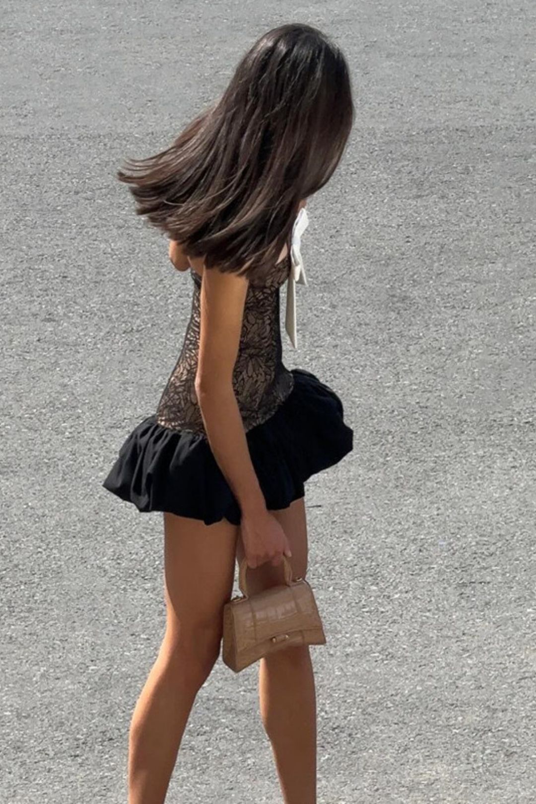 Sexy Pure Desire One-line Collar Bow Pattern Slim Tube Top Flower Bud Skirt