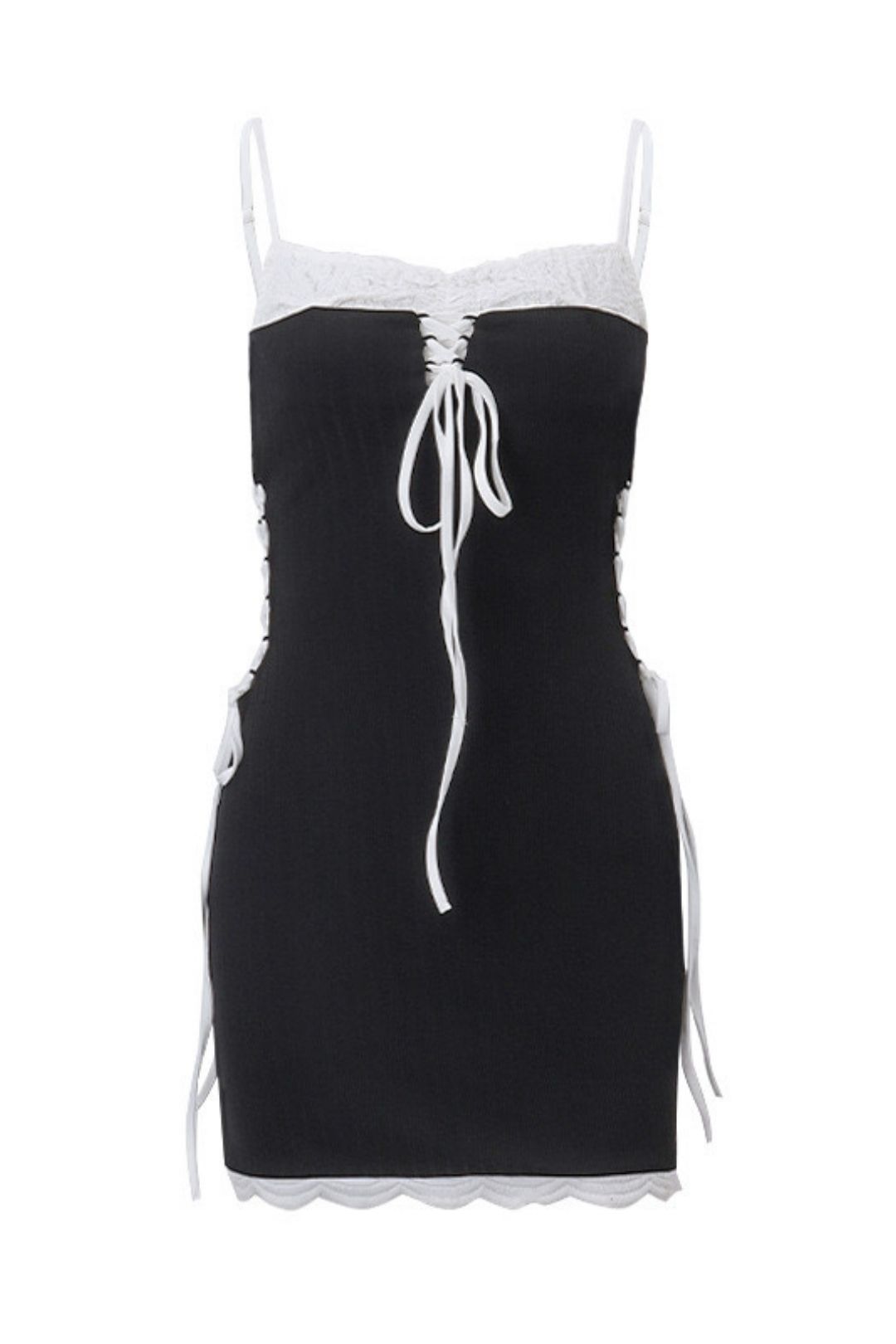 Sexy One-line Collar Tube Top Contrasting Color Side Waist Straps Slimming Suspender Dress