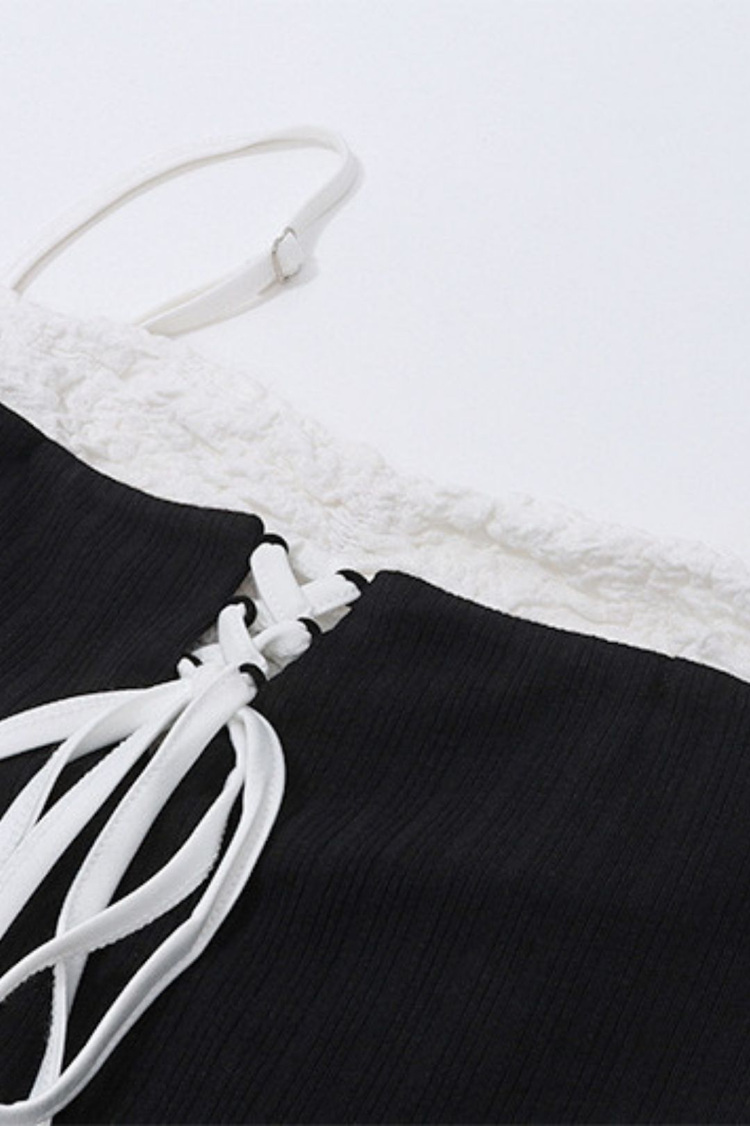 Sexy One-line Collar Tube Top Contrasting Color Side Waist Straps Slimming Suspender Dress