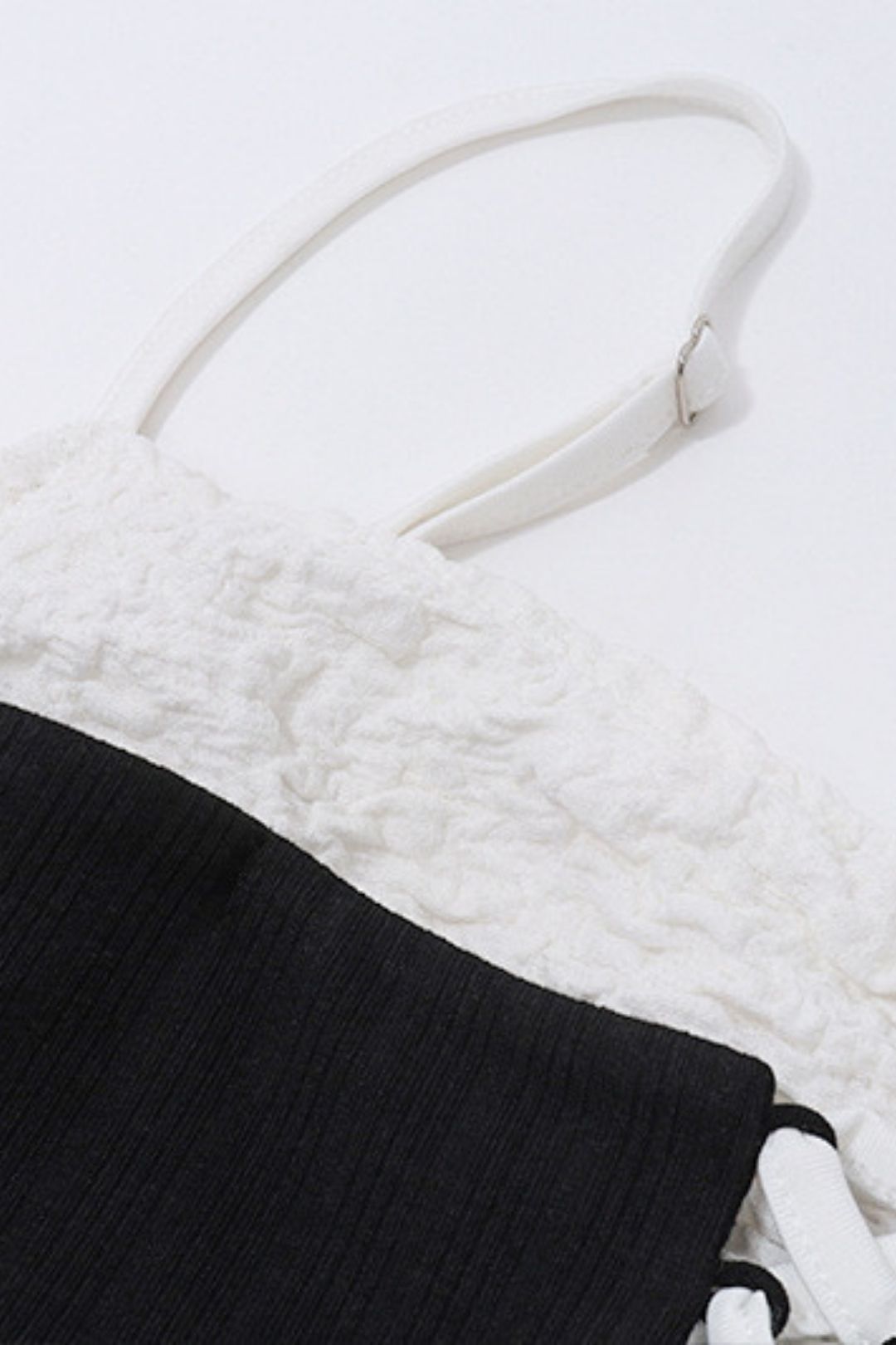 Sexy One-line Collar Tube Top Contrasting Color Side Waist Straps Slimming Suspender Dress