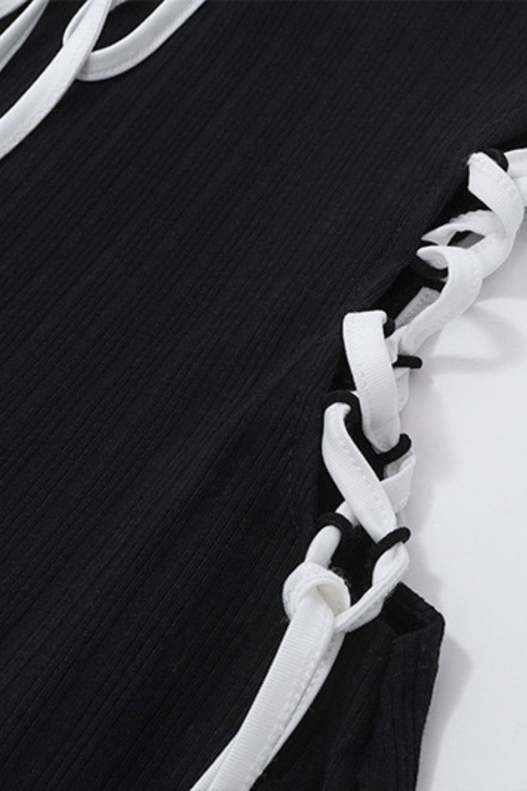 Sexy One-line Collar Tube Top Contrasting Color Side Waist Straps Slimming Suspender Dress