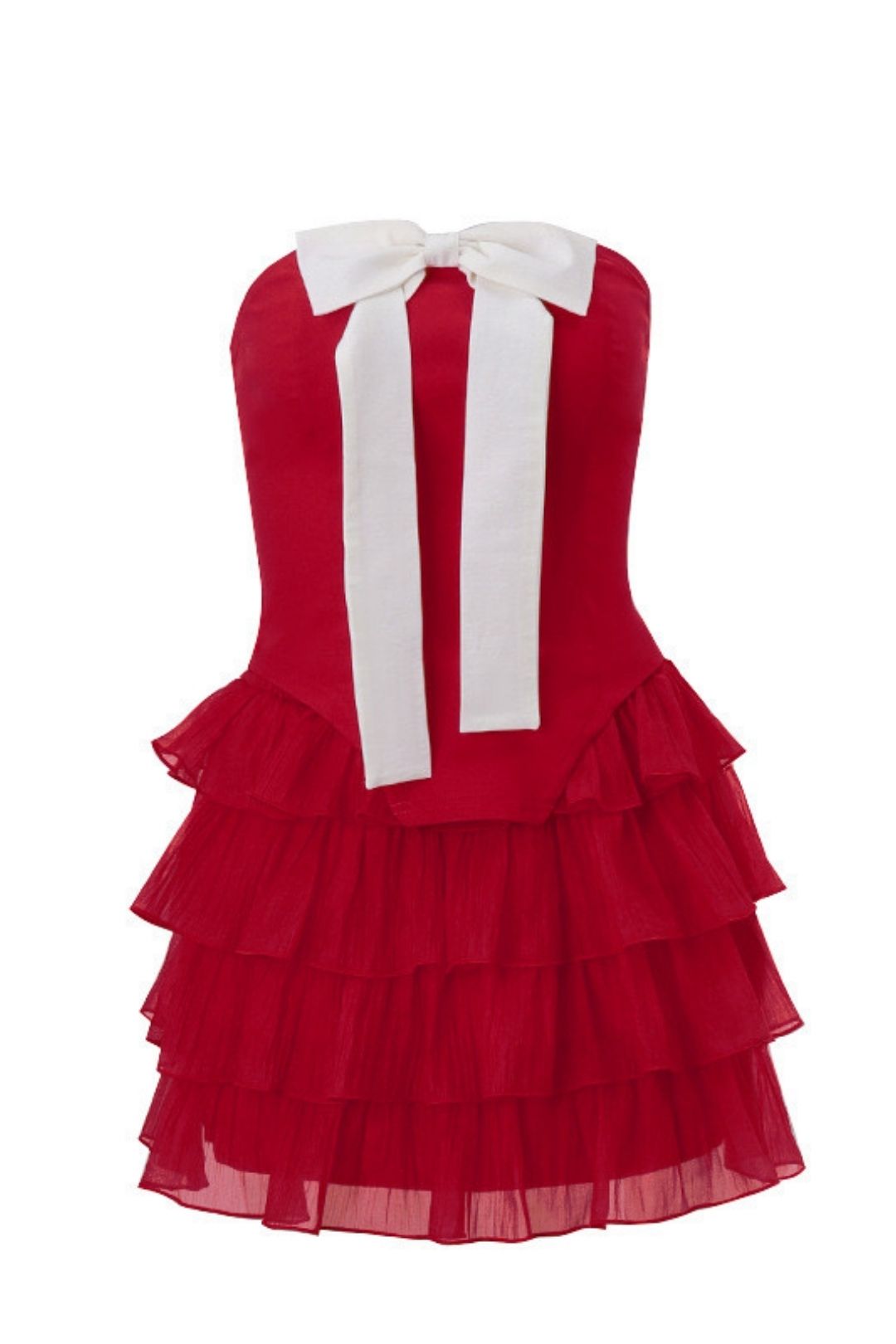 Sexy Sweet And Spicy Bow Vest Splicing Lotus Leaf Skirt Suit