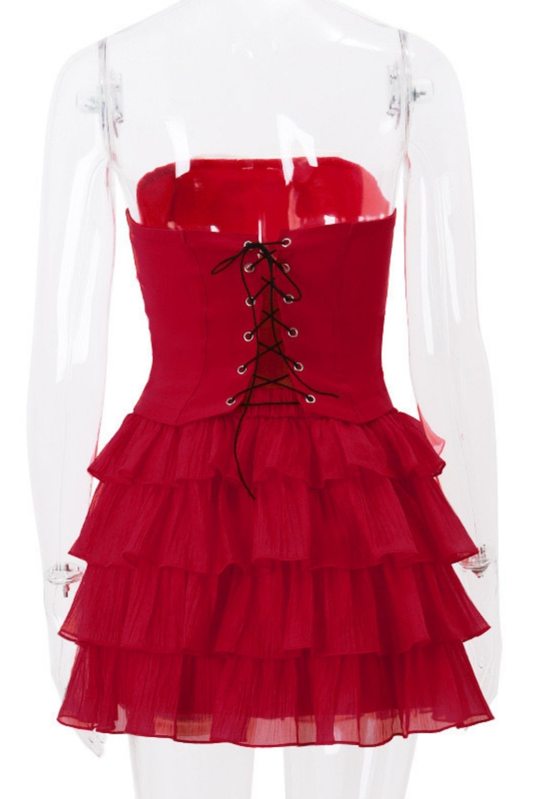 Sexy Sweet And Spicy Bow Vest Splicing Lotus Leaf Skirt Suit