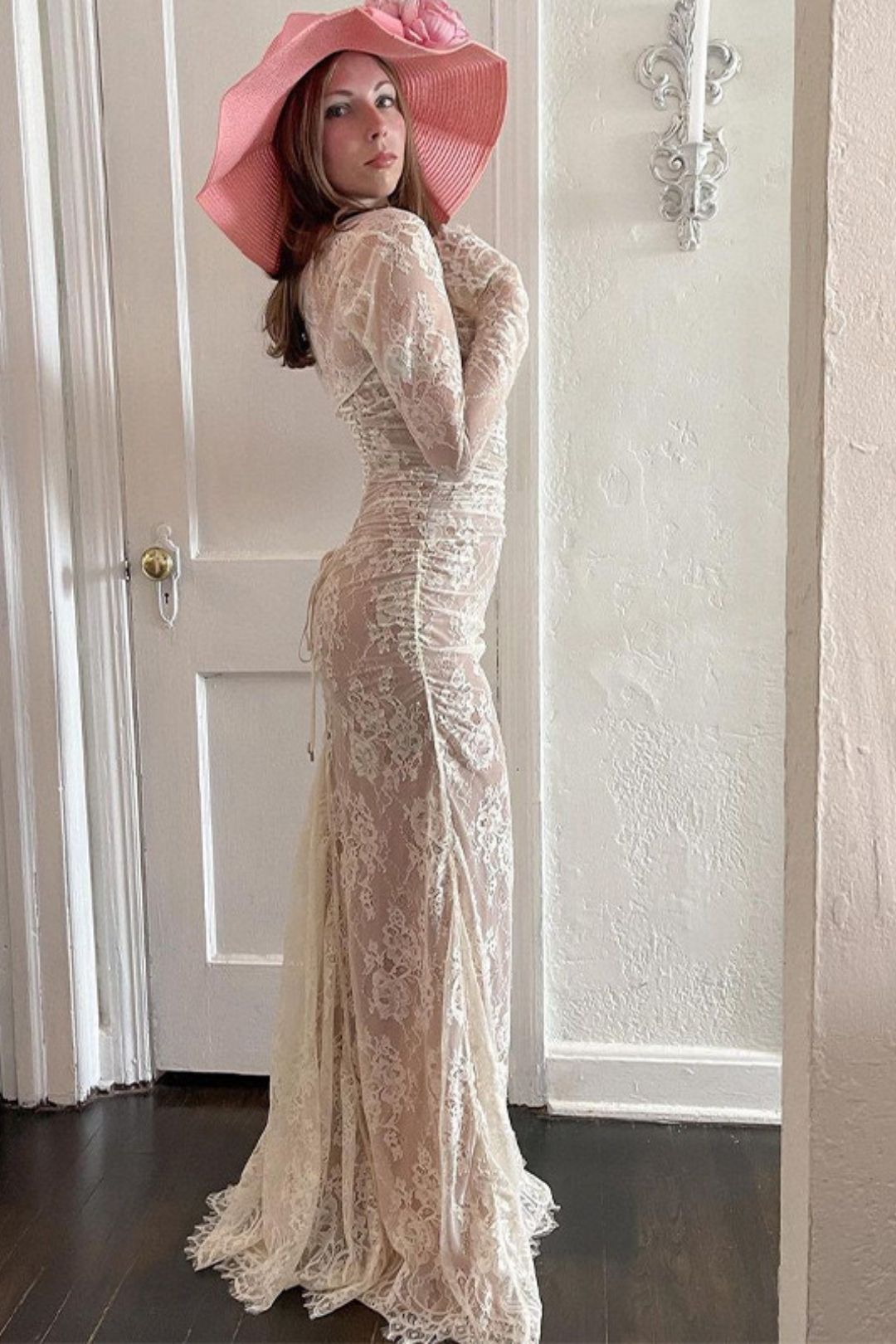 Sexy Ladies Lace Mesh Long-sleeved Waistcoat Suspender Dress Suit