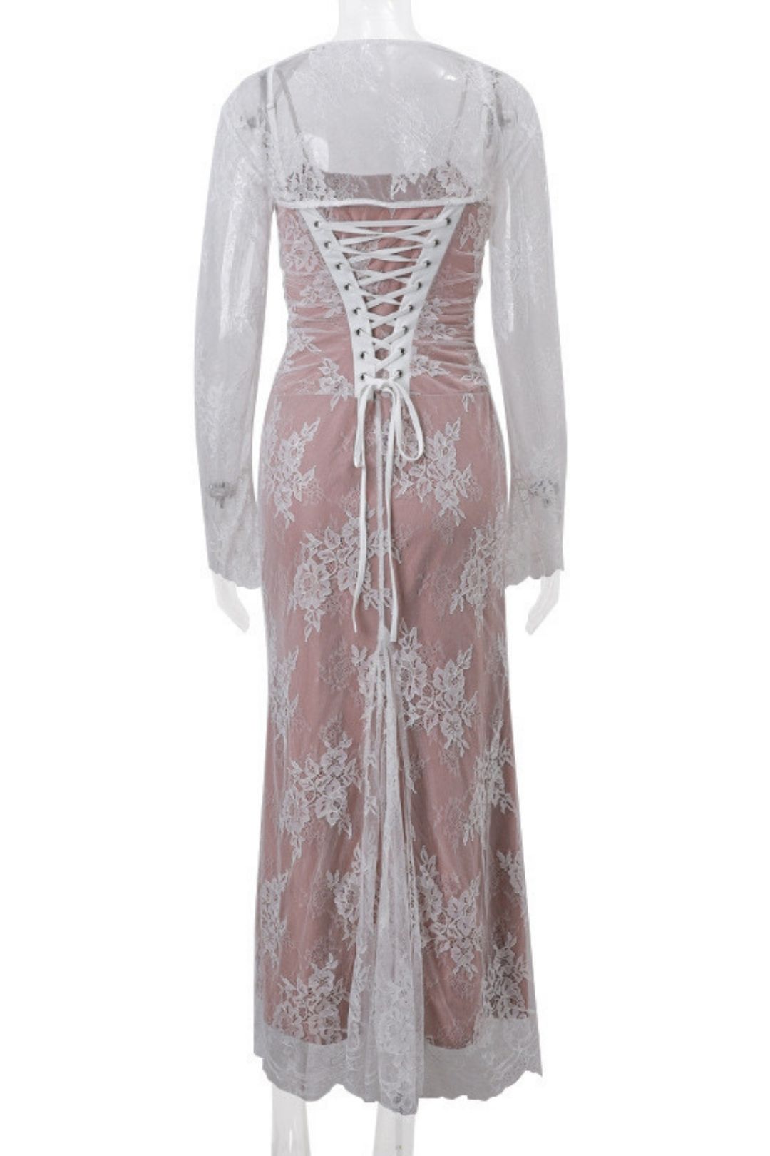 Sexy Ladies Lace Mesh Long-sleeved Waistcoat Suspender Dress Suit