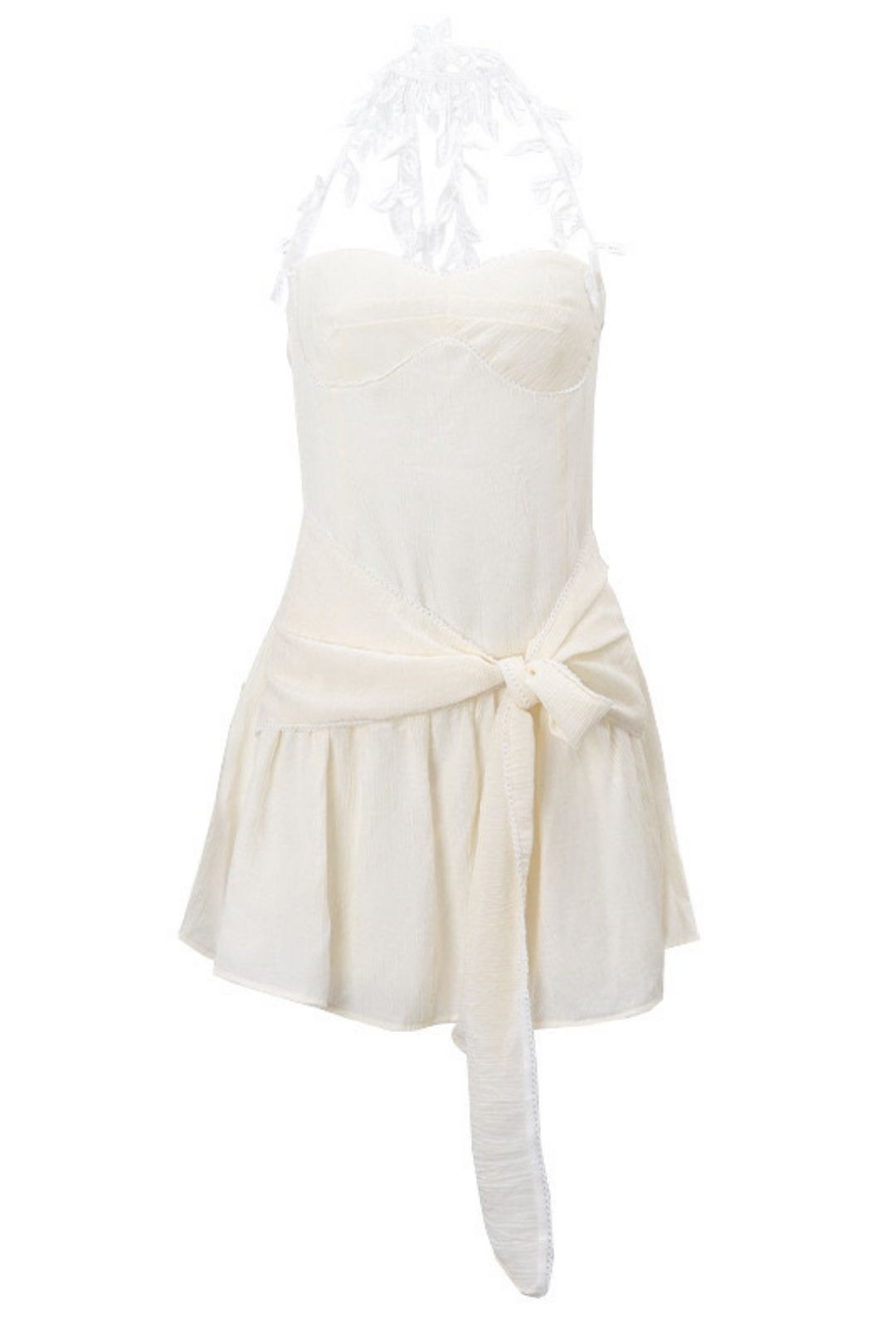 Sexy Pure Desire Tube Top, Backless Straps, Pleated Lotus Leaf Halter Neck Dress