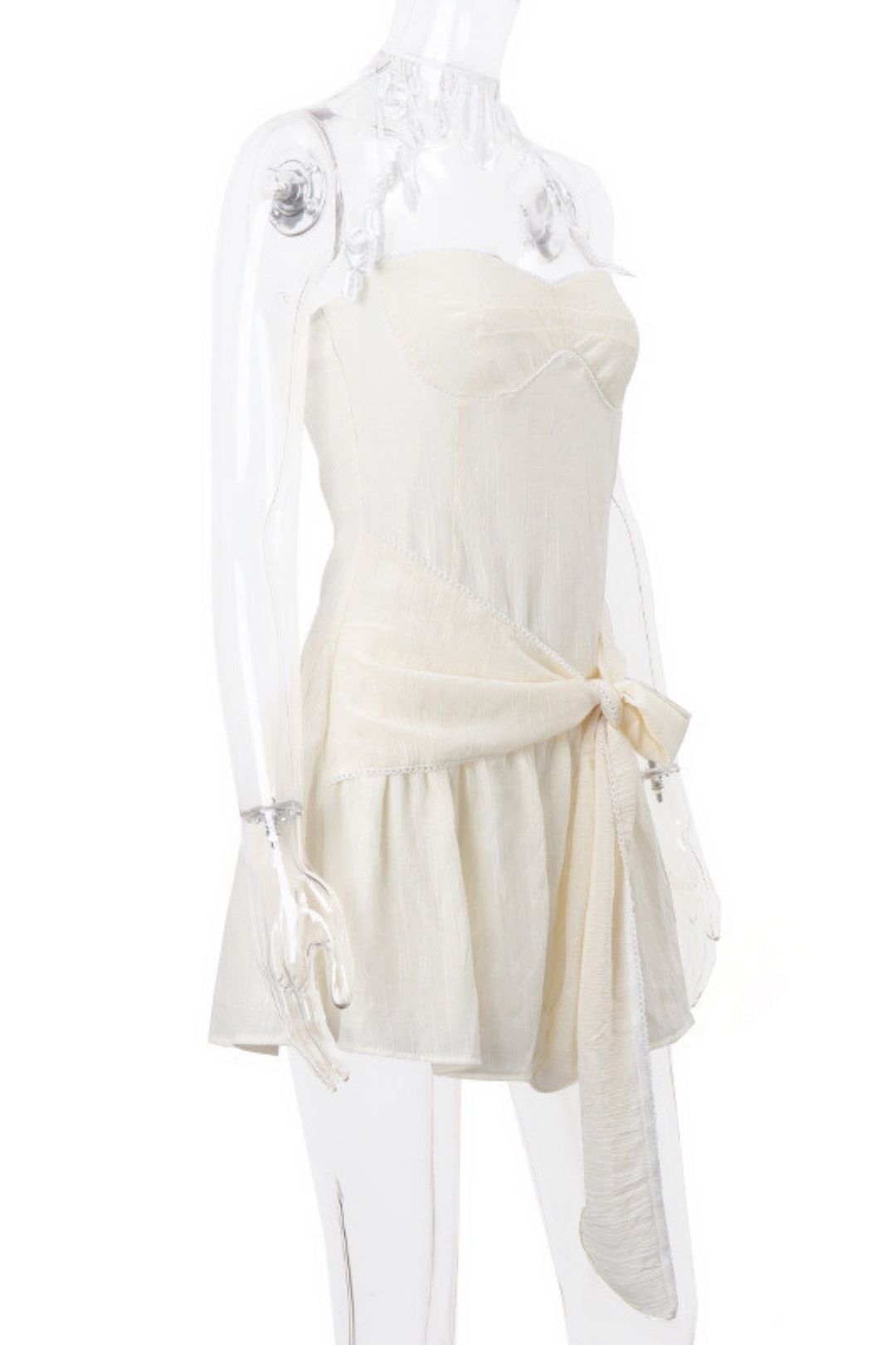 Sexy Pure Desire Tube Top, Backless Straps, Pleated Lotus Leaf Halter Neck Dress