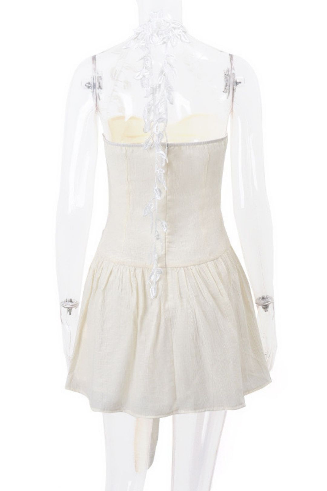 Sexy Pure Desire Tube Top, Backless Straps, Pleated Lotus Leaf Halter Neck Dress