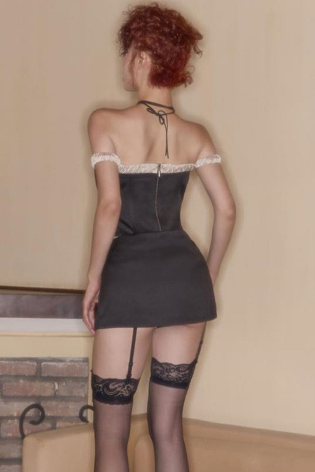 Sexy And Sweet Temperament Lace-up Vest Flower Skirt Suit