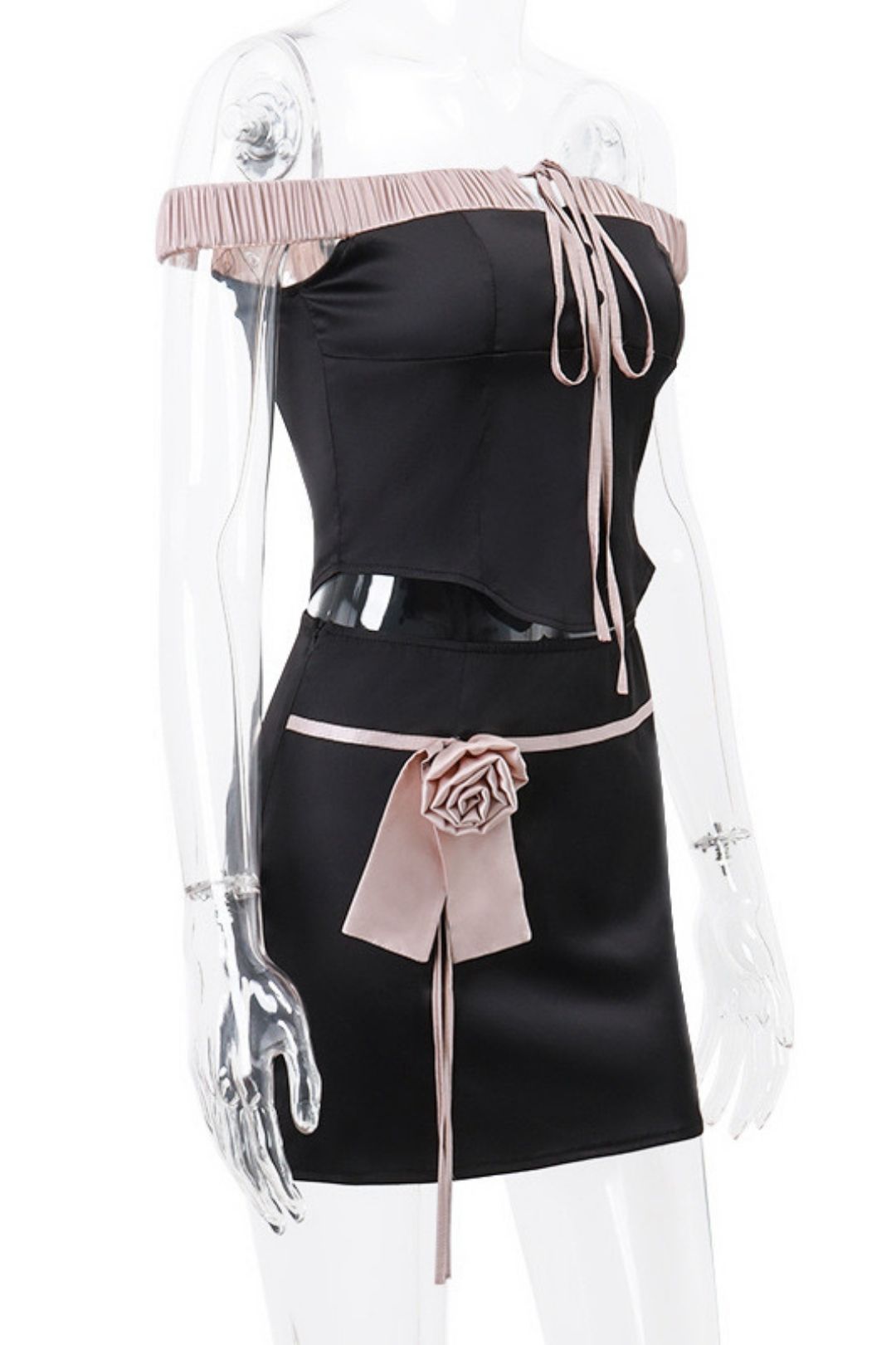 Sexy And Sweet Temperament Lace-up Vest Flower Skirt Suit