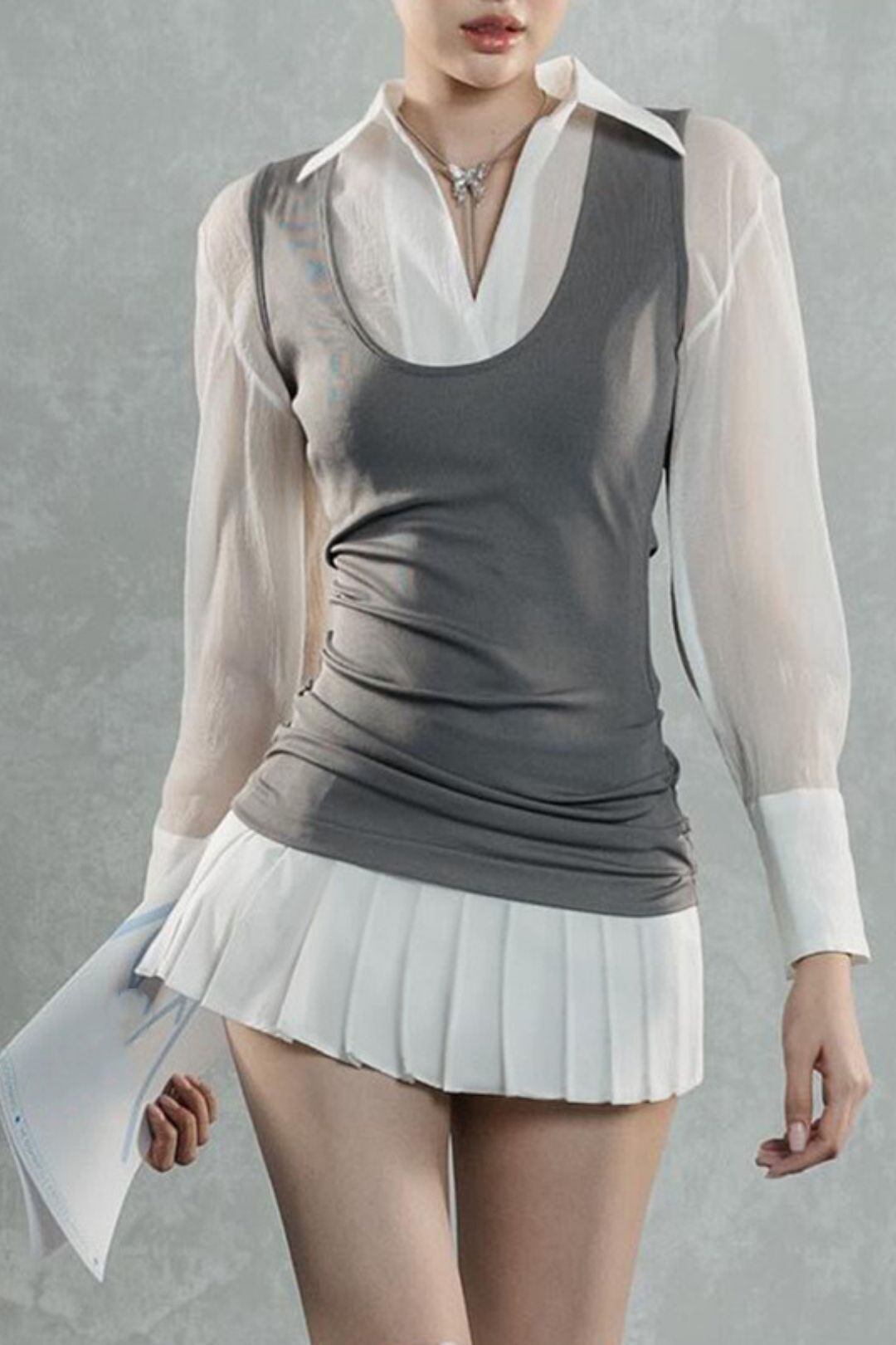 Color Temperament Long-sleeved Shirt Dress