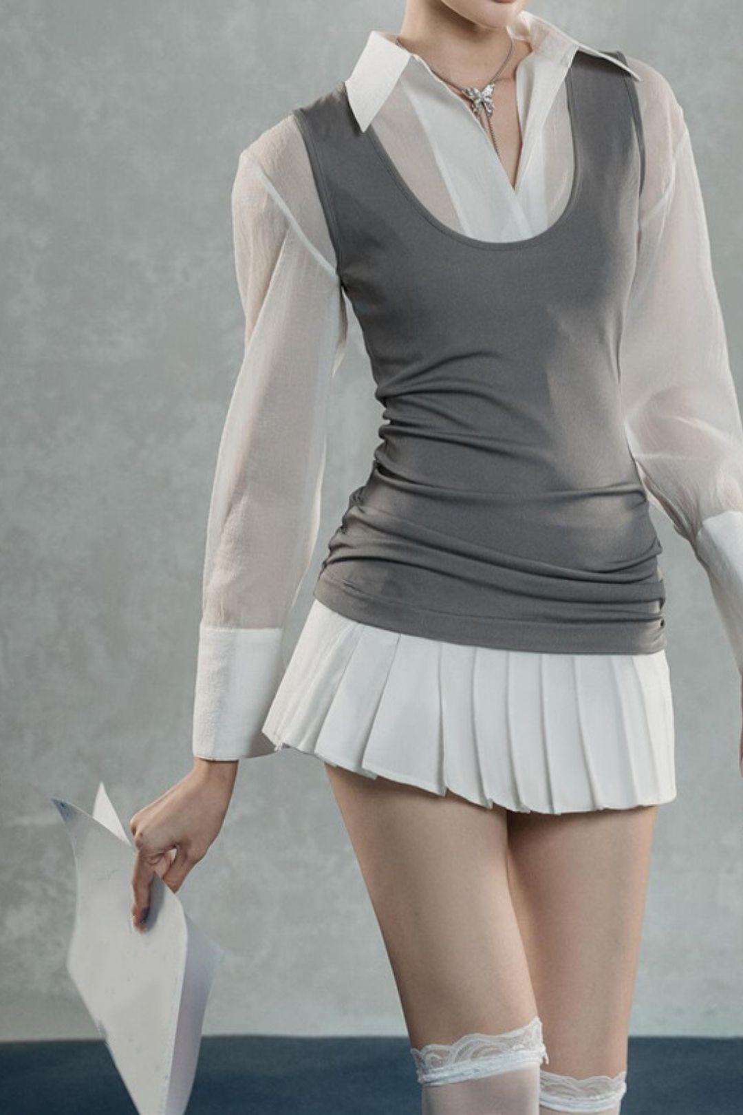 Color Temperament Long-sleeved Shirt Dress