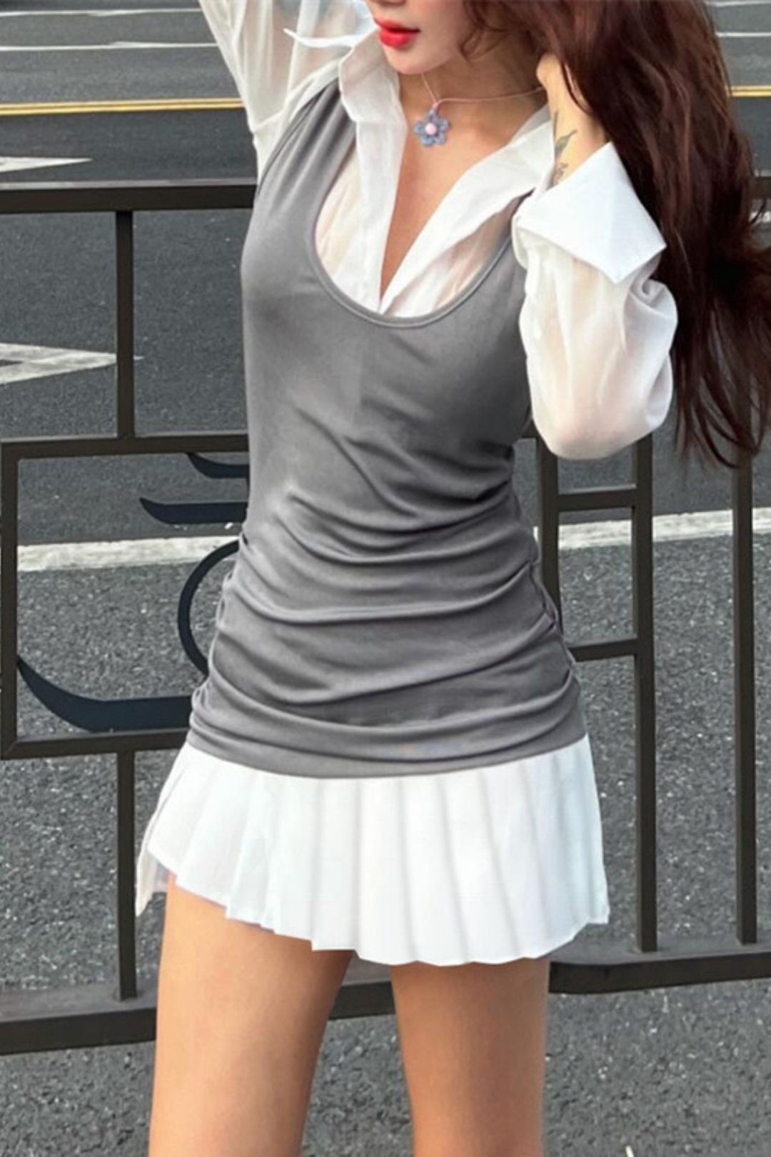 Color Temperament Long-sleeved Shirt Dress