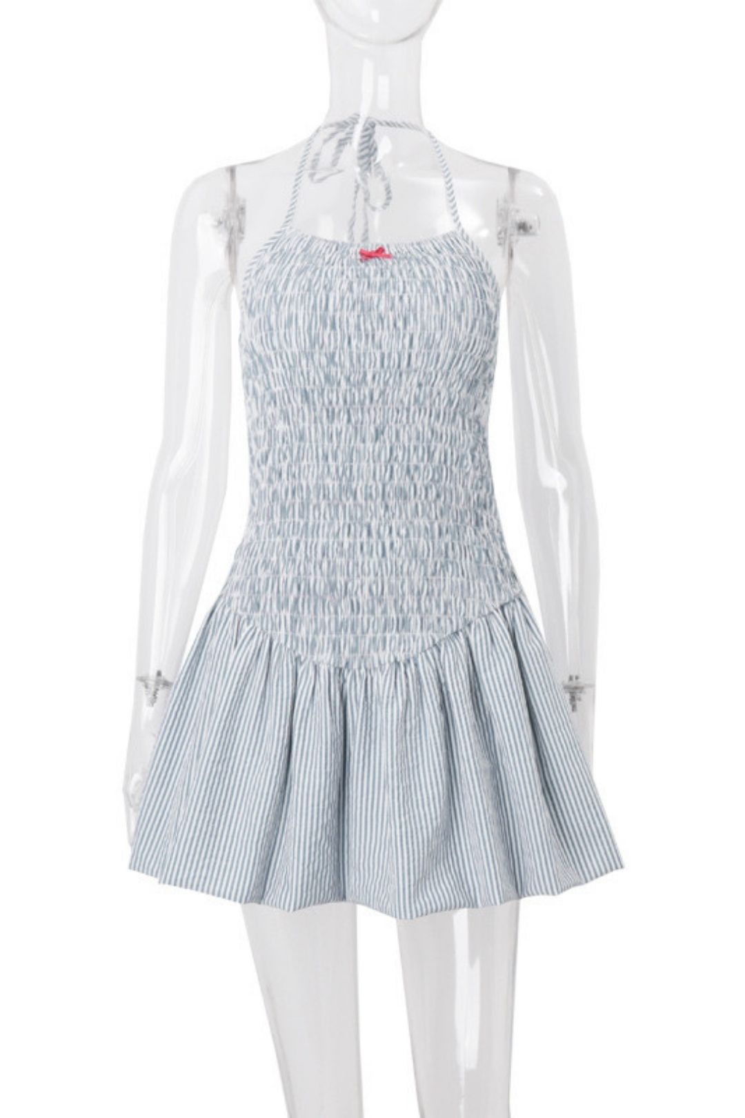 Spicy Bow Tie Halter Neck Strap Waist Puffy Dress