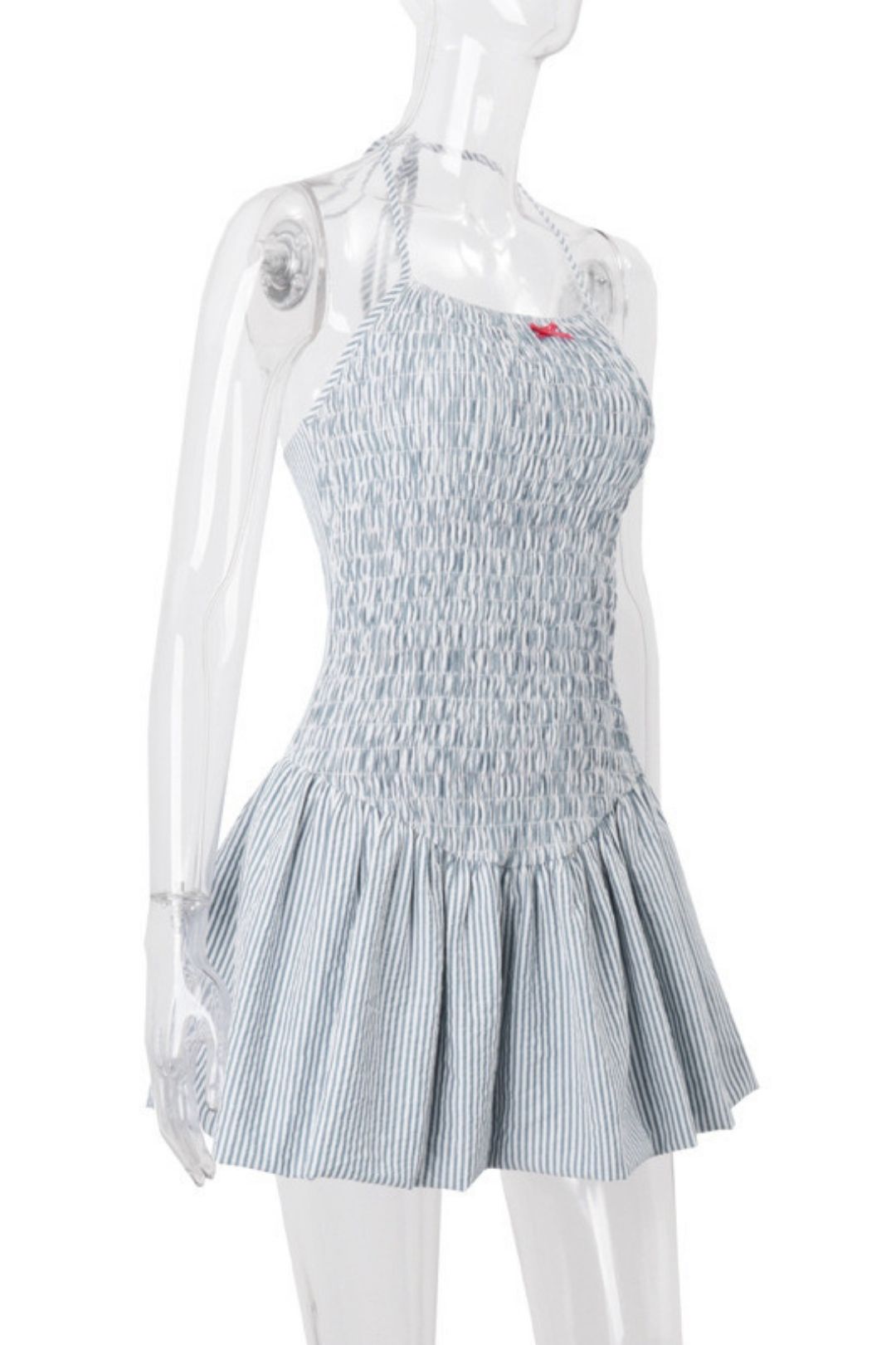 Spicy Bow Tie Halter Neck Strap Waist Puffy Dress